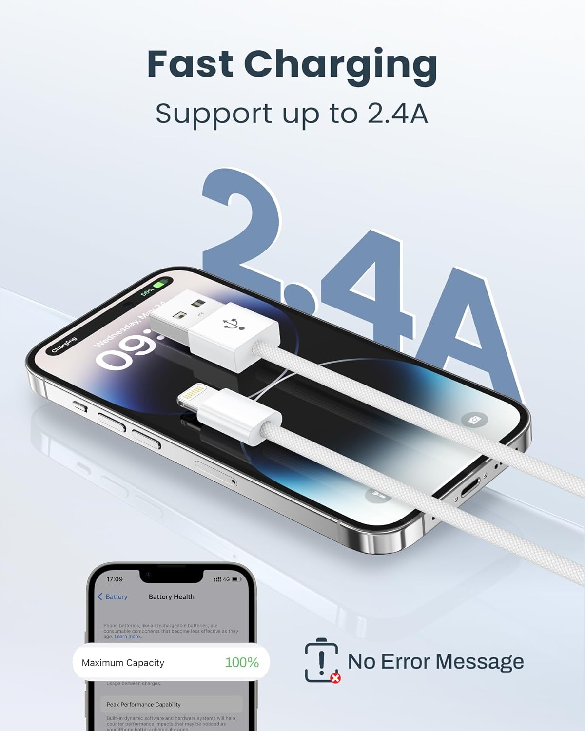 Detalle de Lightning iPhone charger cable 2x 2m