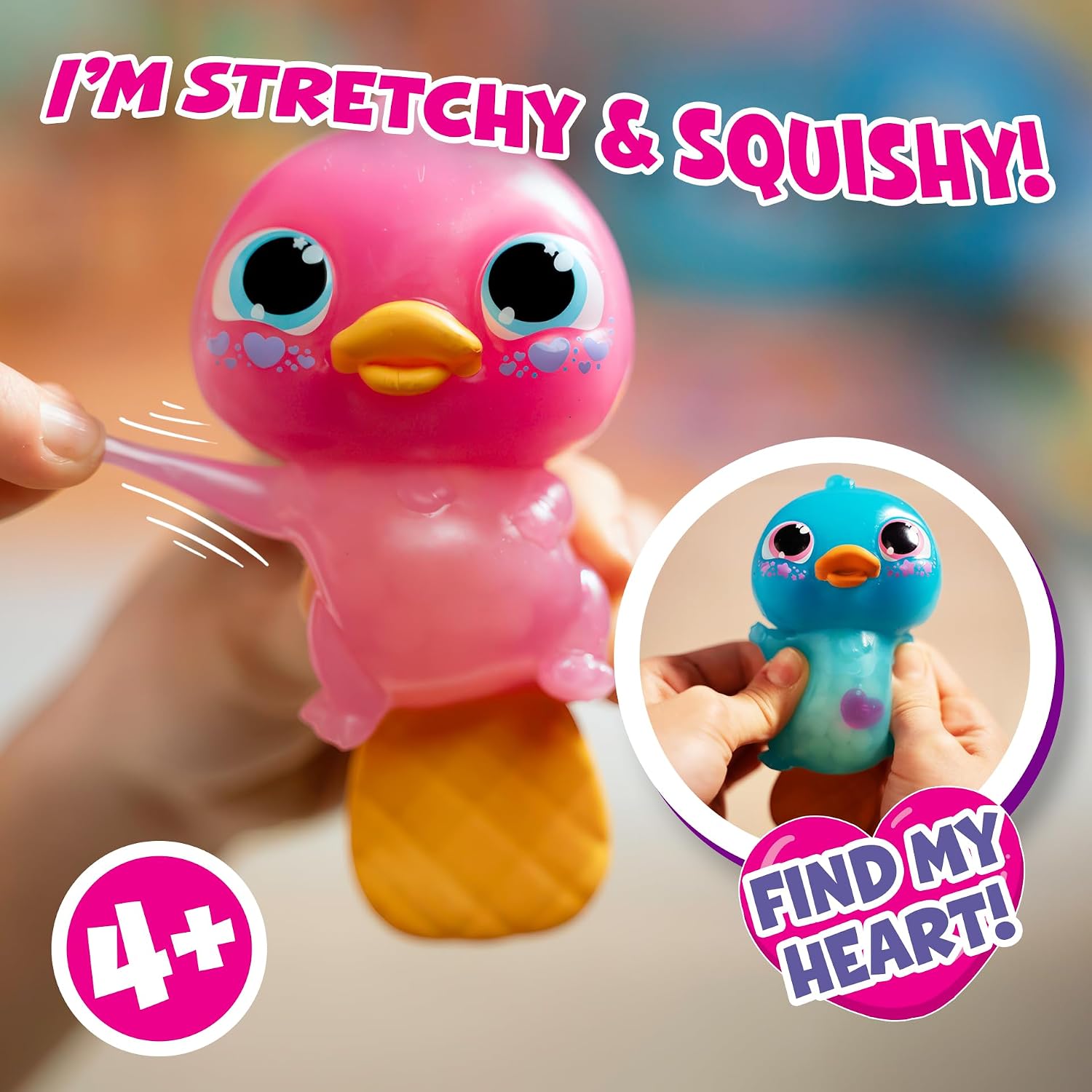 Detalle de Animagic Let's Glo Platypus - Pink | Glowing, Squishy Water Play Toy for Kids Aged 4+