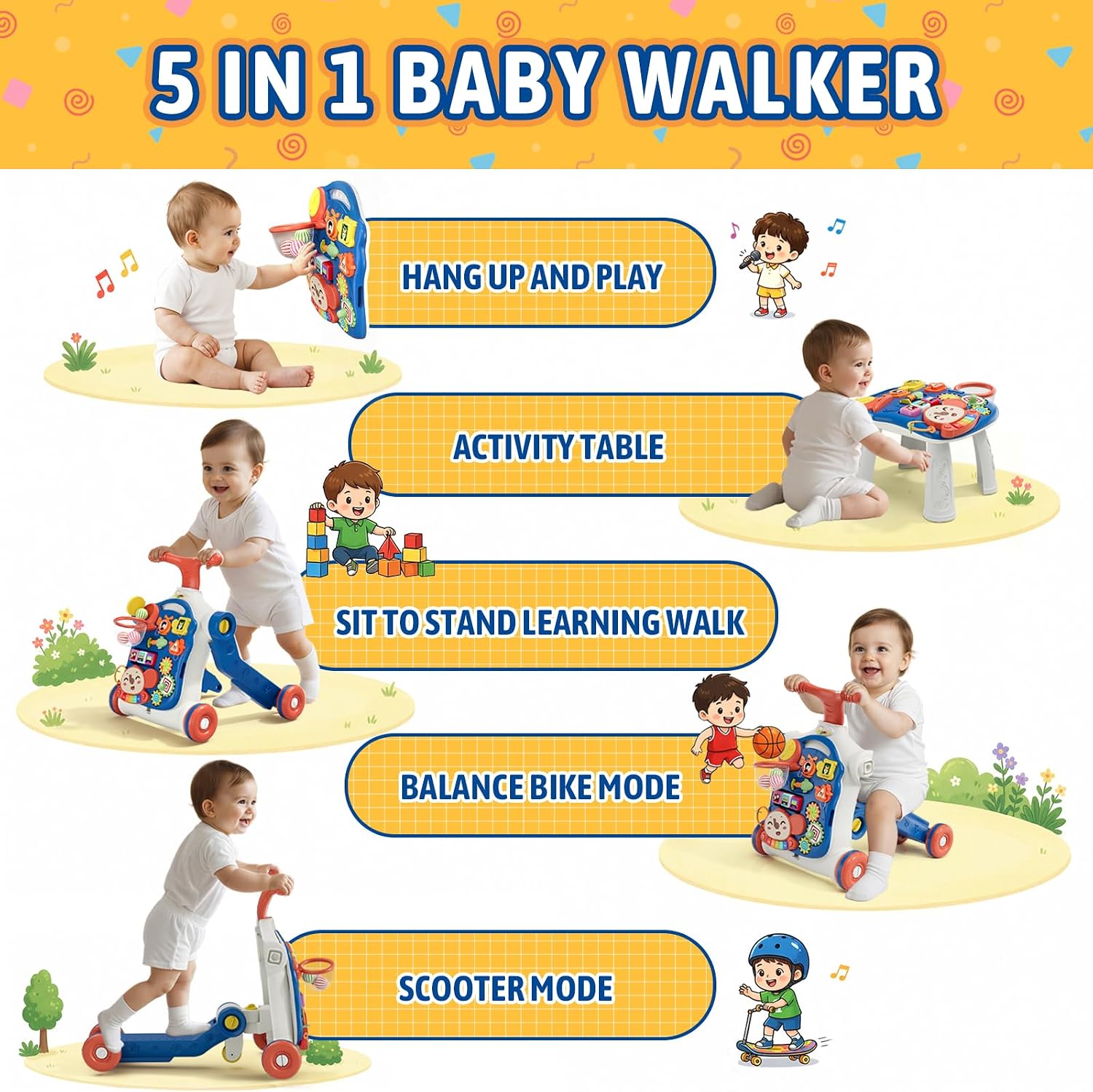 Thumbnail 1 de HYES 5 in 1 Baby Push Walker