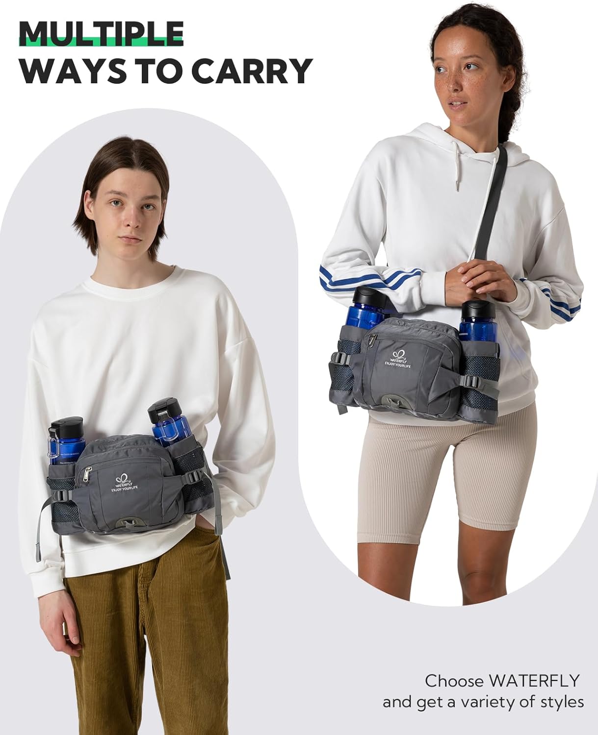 Detalle de Waterfly Hiking Waist Pack Bum Bag with Bottle Holder: a versatile travel-ready waist bag