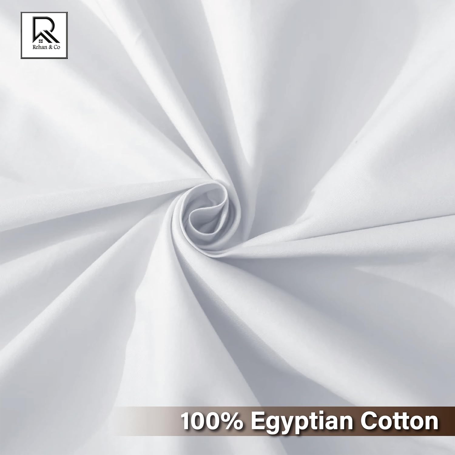 Thumbnail 4 de Rehan & Co Single White Egyptian Cotton Flat Sheet (300 Thread Count) 180 x 255cm