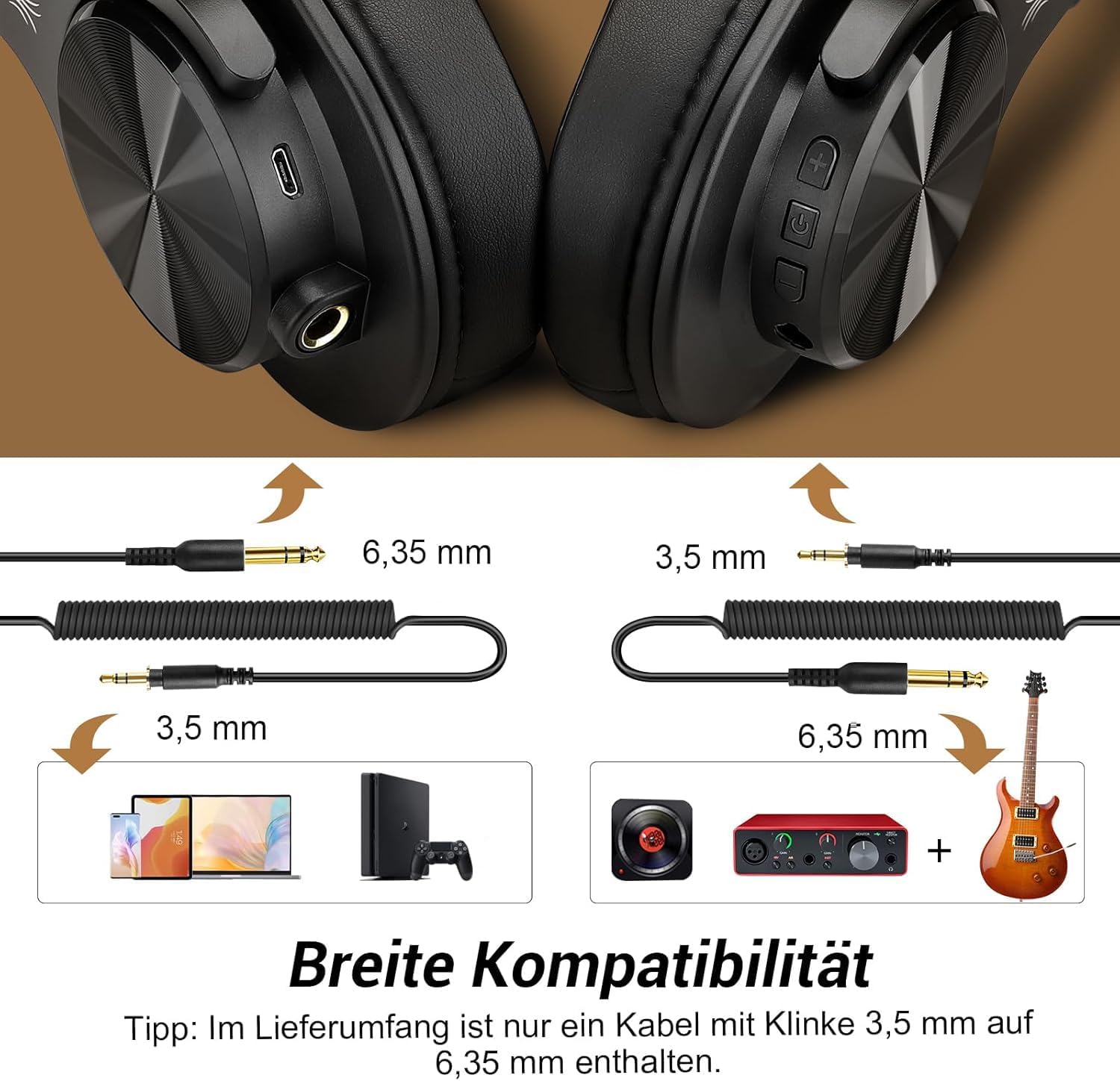 Detalle 2 de OneOdio A70 Fusion Bluetooth Kopfhörer Over Ear Gold