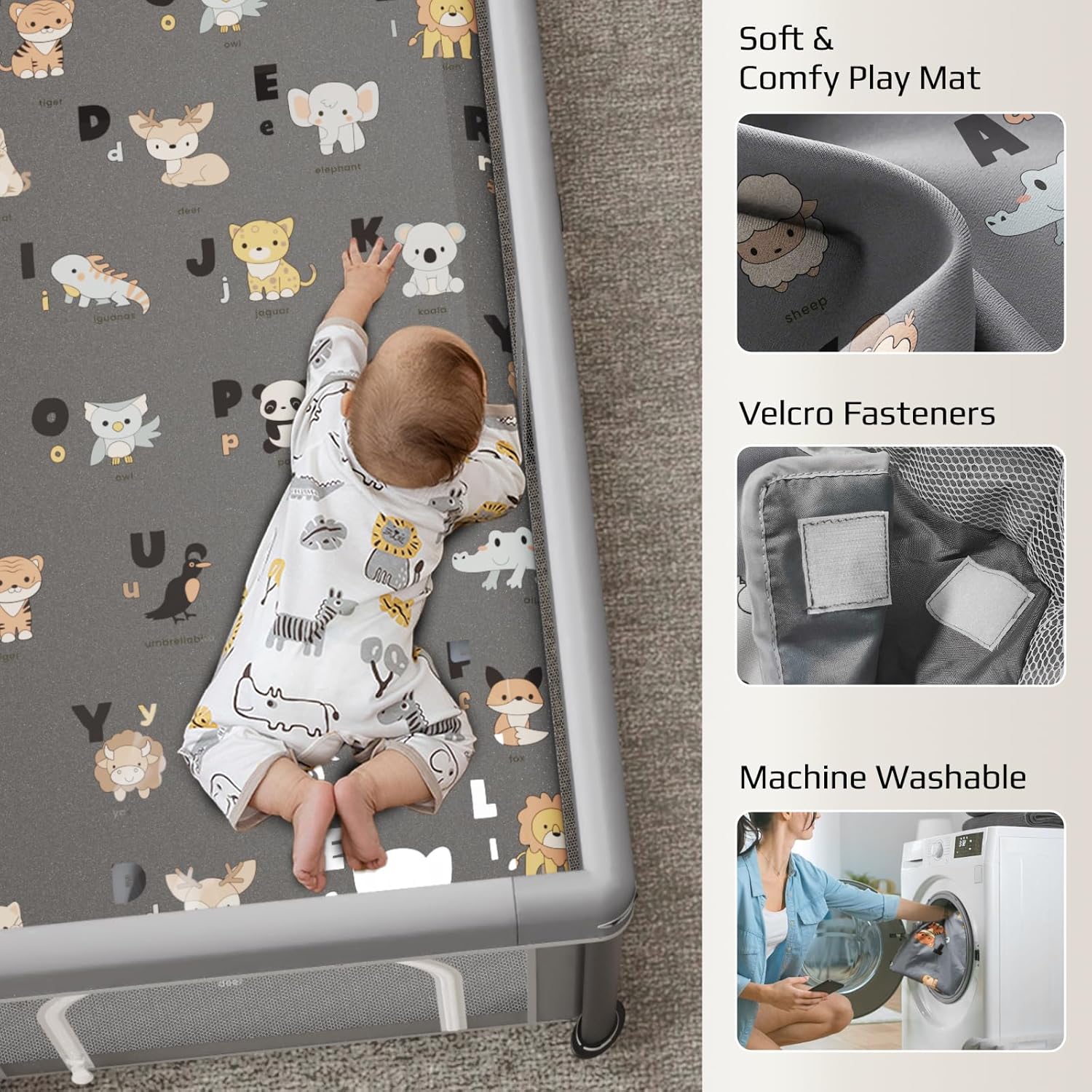 Thumbnail 4 de SPRX 50" x 50" Foldable Baby Playpen with Mat, Travel Bag and 50 Ocean Balls