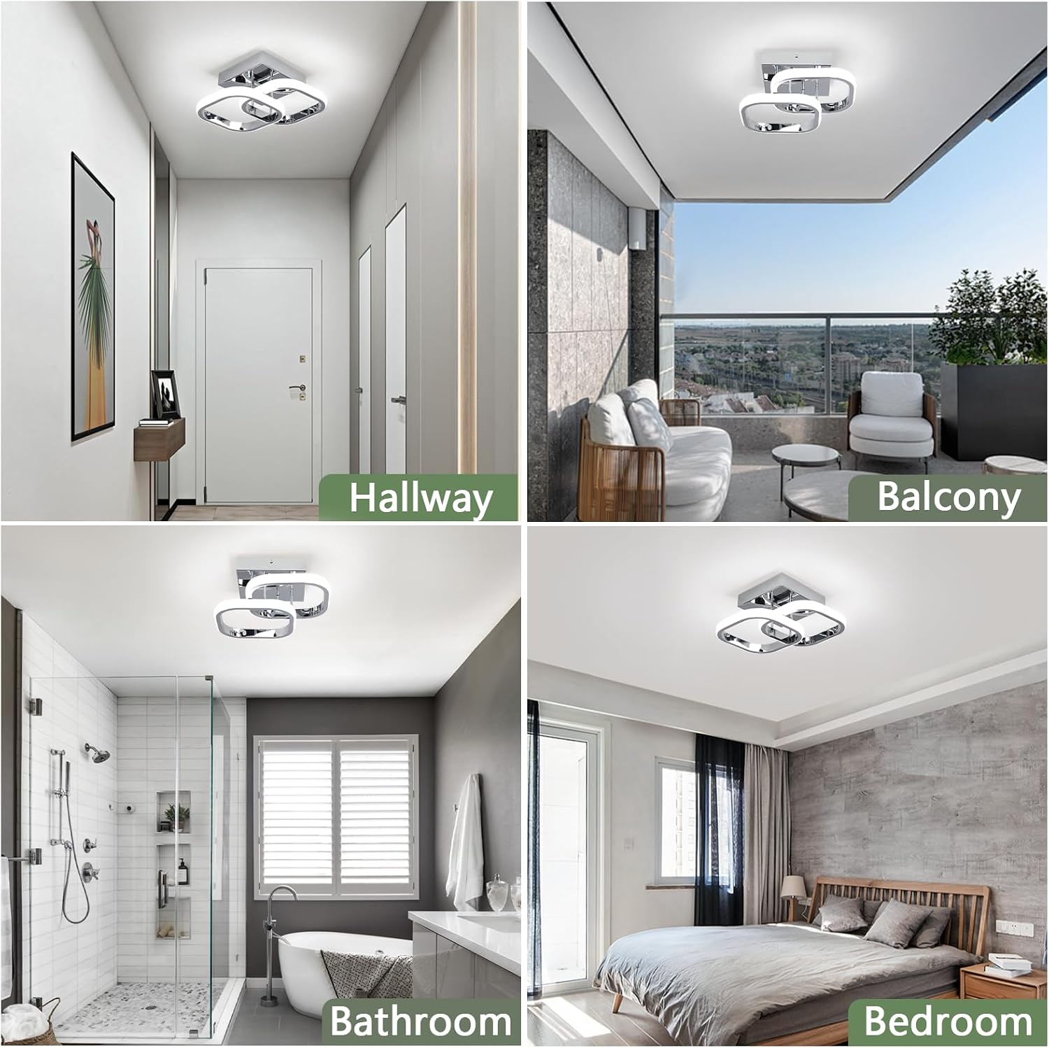 Thumbnail 5 de EIDISUNY 22W LED Square Ceiling Light (Chrome) – Cool White 6000K