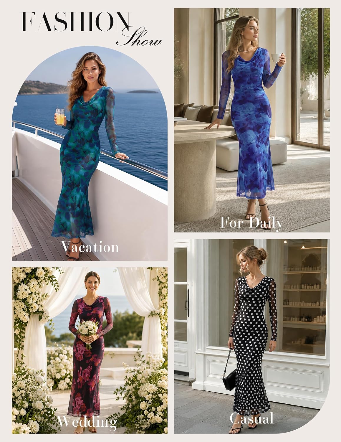 Detalle 1 de GRACE KARIN Long Sleeve Maxi Dress