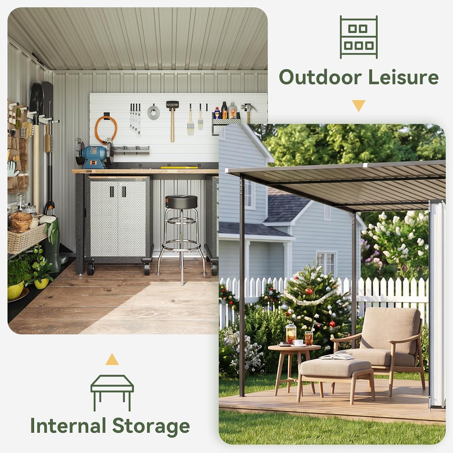 Thumbnail 5 de Aoxun Outdoor Storage Shed Combo in Galvanized Steel