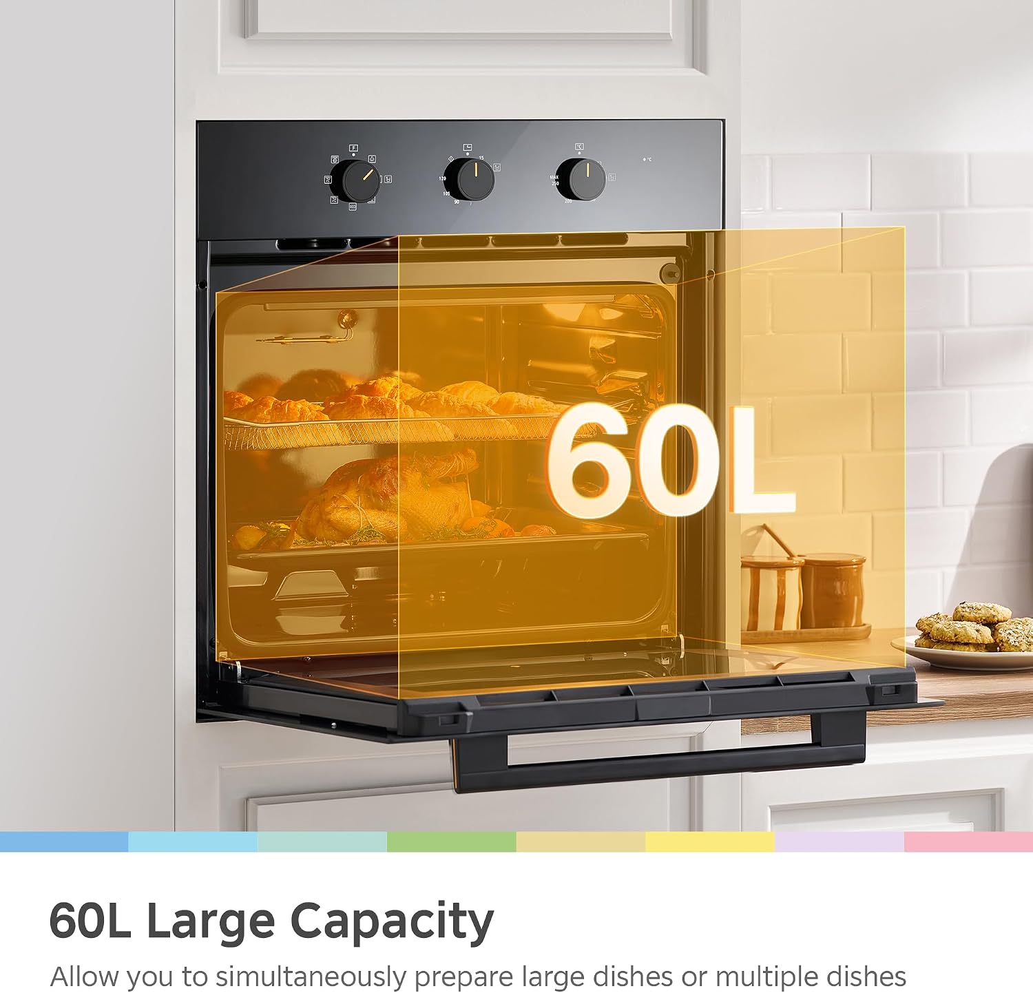 Detalle de COMFEE' CBO60M80M1-BK 60L fan oven