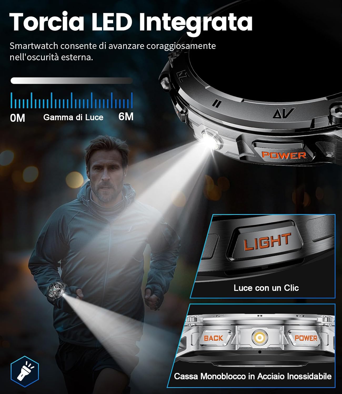 Detalle de LIMIGE Smartwatch Uomo con Chiamate Bluetooth e Display AMOLED 1.43" – 110+ sport, IP68