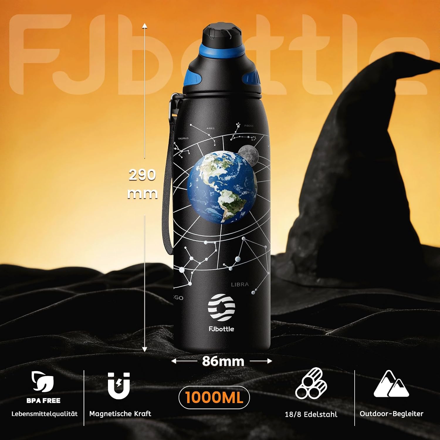 Detalle de Fjbottle Borraccia Termica 1 L con Tappo Magnetico in Acciaio Inox 18/8 – Senza BPA