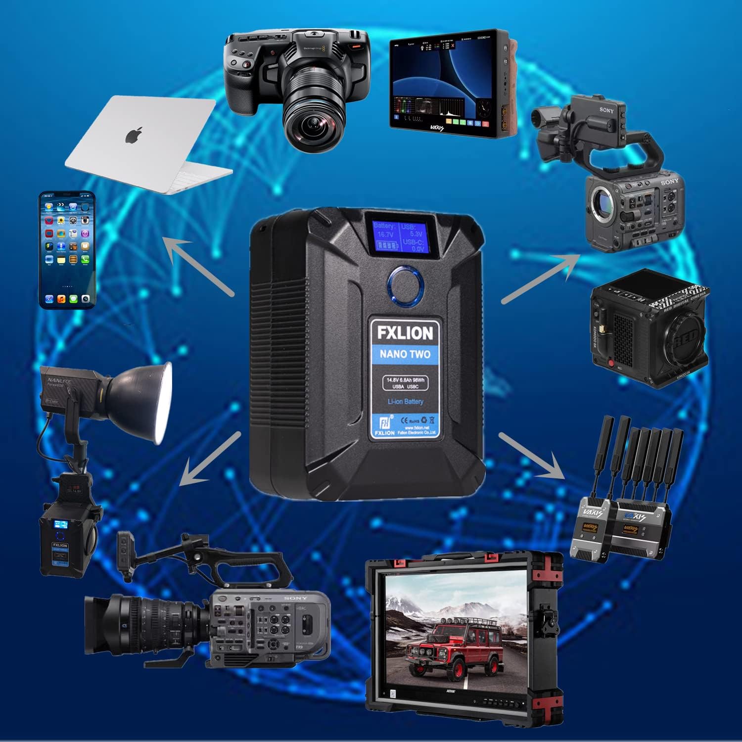 Detalle de SONGING Fxlion NANO TWO 98Wh: Tiny V-mount Battery with Type-C, D-Tap, USB Ports