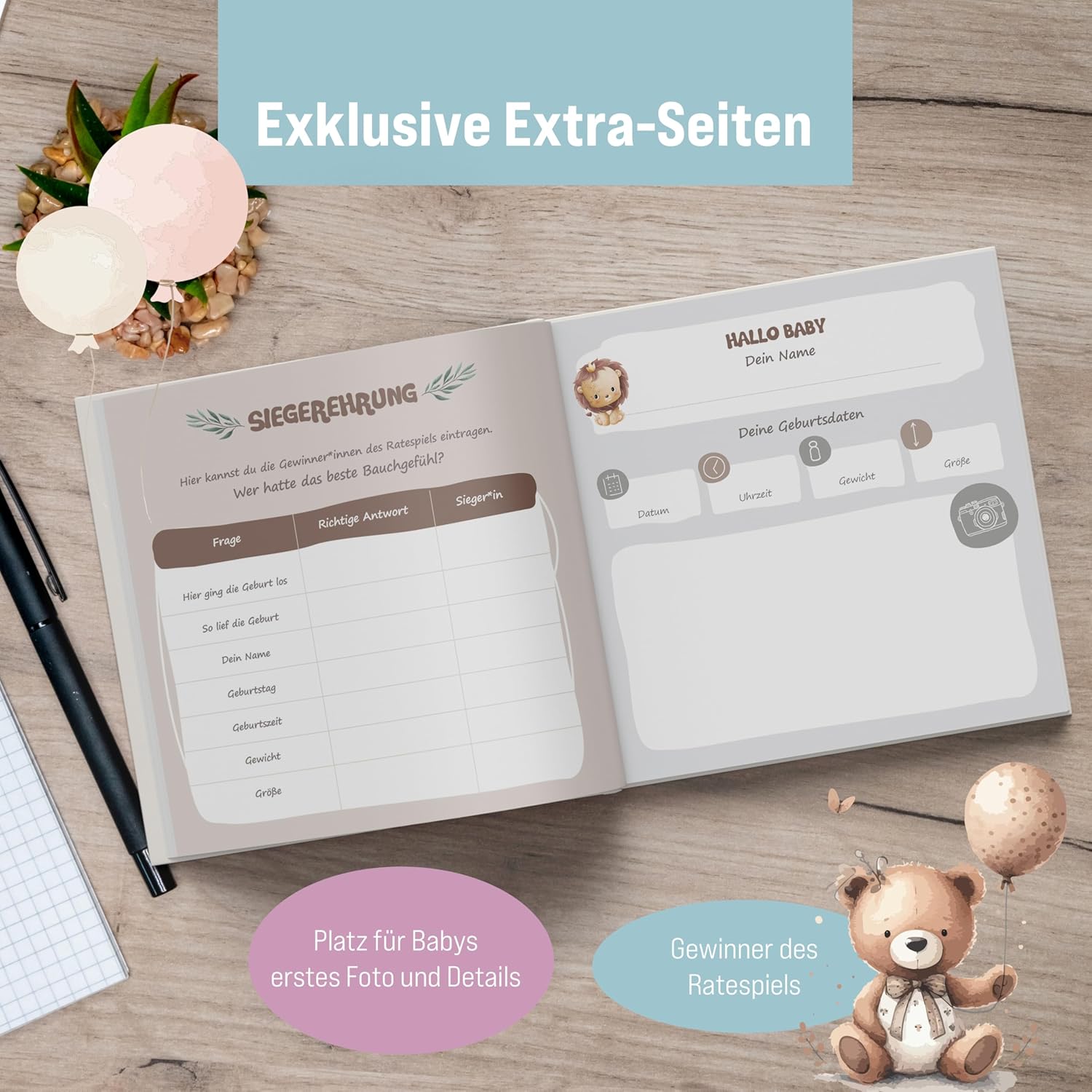 Thumbnail 3 de colortouch Gästebuch Babyparty – Baby Fotoalbum zum Selbstgestalten mit 78 Seiten (21 x 21 cm)