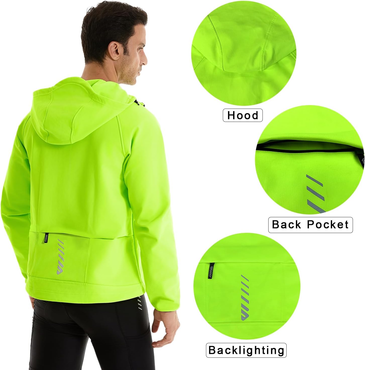 Detalle de Wulibike Veste Vélo Homme – Veste imperméable légère, coupe-vent et réfléchissante