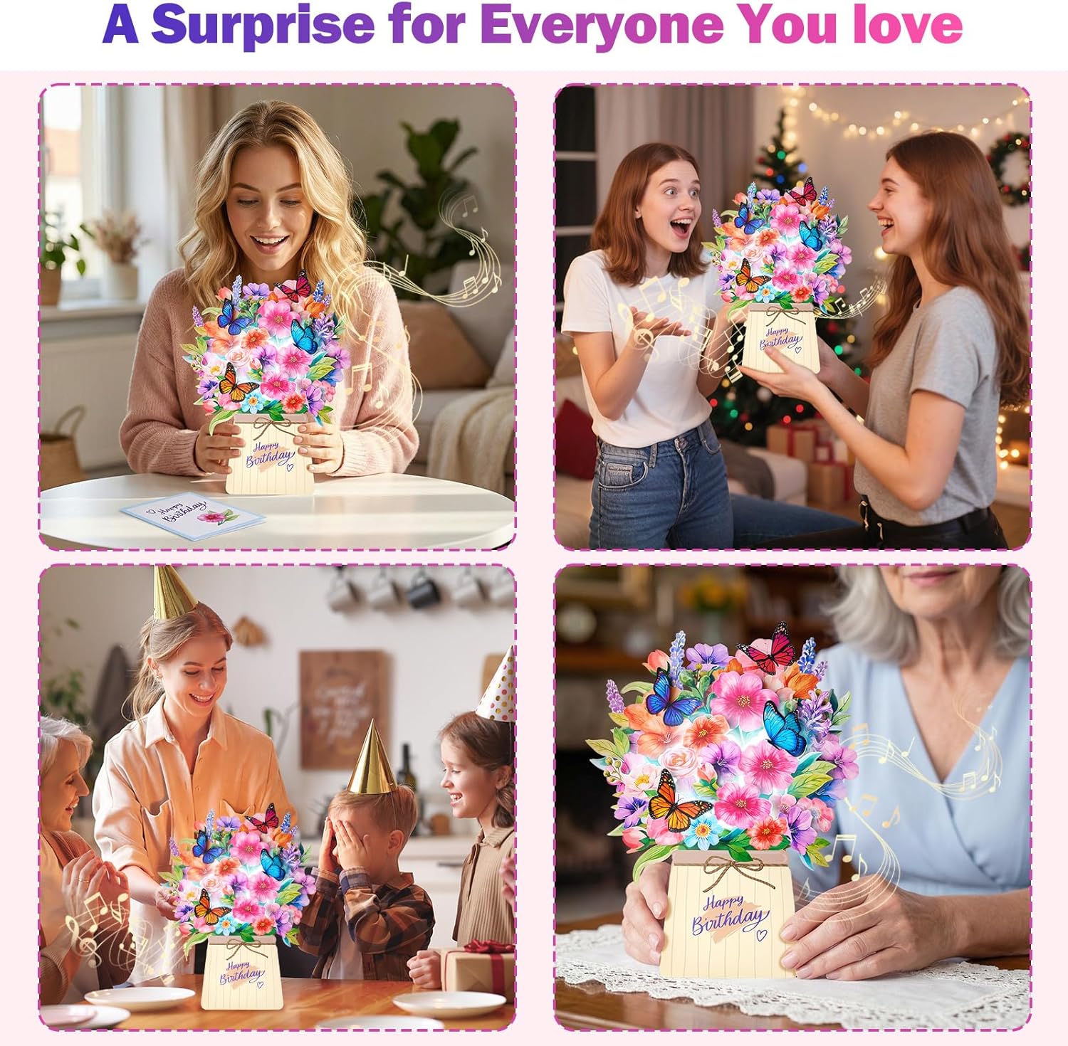 Thumbnail 6 de Airpark Birthday Cards for Women: Light, Music, and a 3D Pop-Up Forever Bouquet