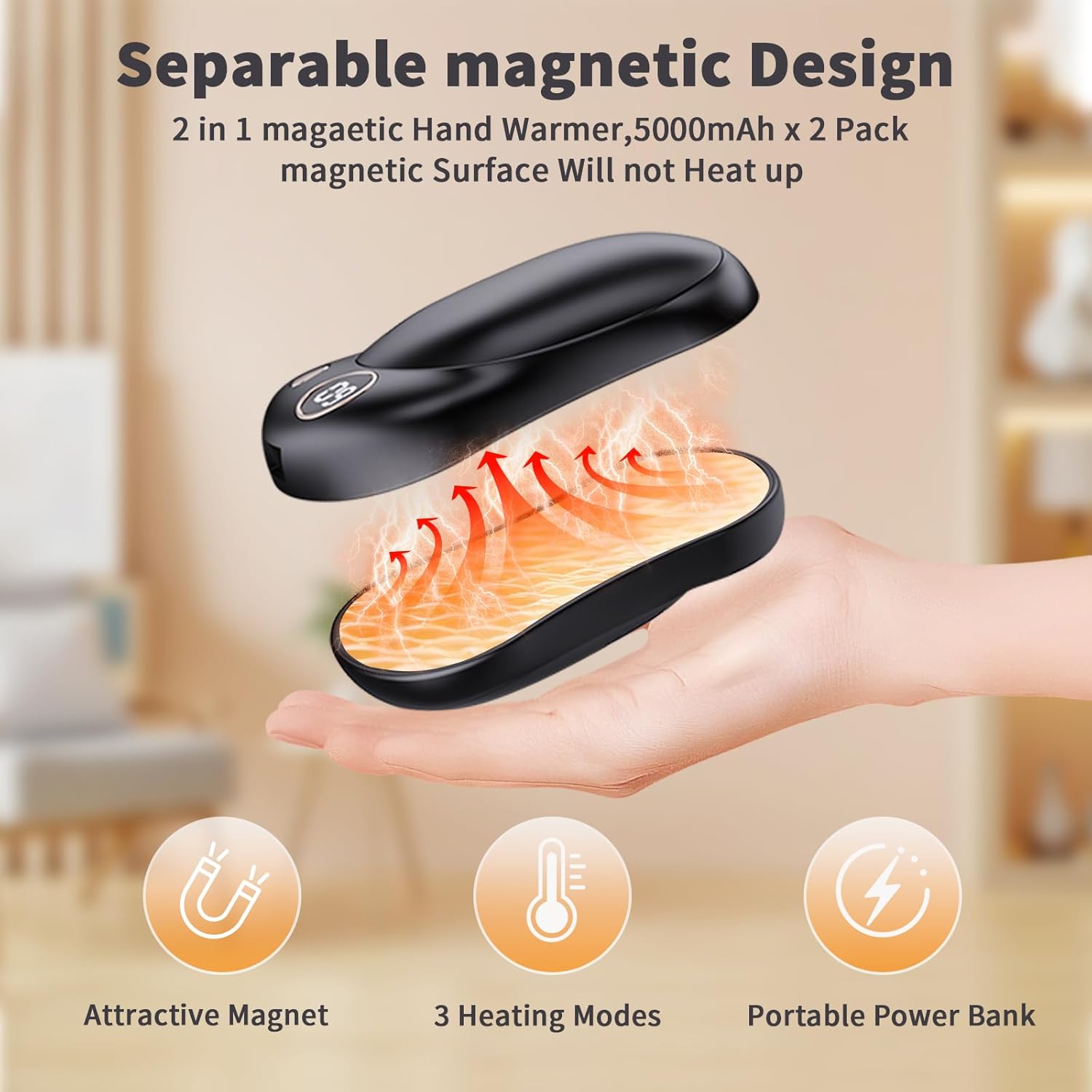 Thumbnail 1 de HONEYYEAR Hand Warmers Rechargeable 2 Pack — 10000mAh Portable Dual Heater with LED Display