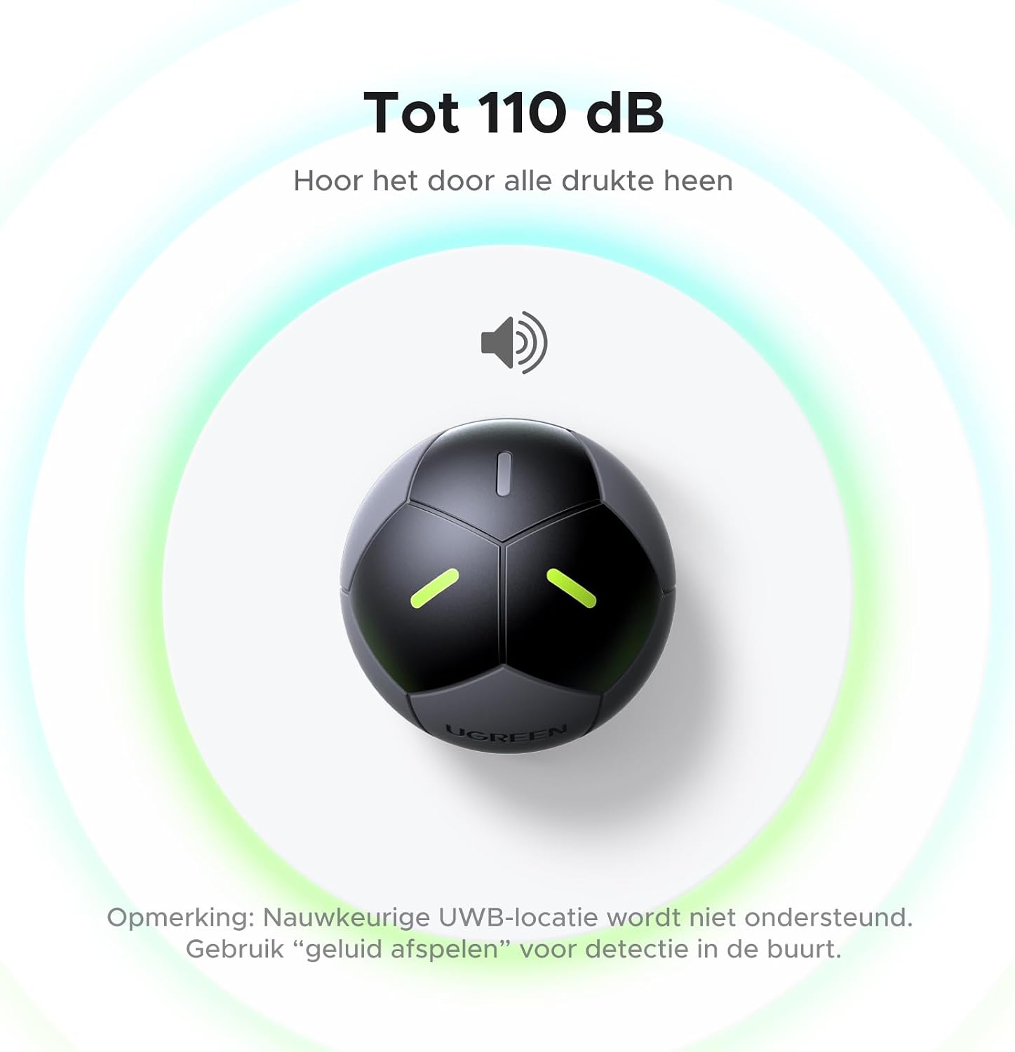 Detalle de UGREEN FineTrack Duo 2 voetbaltracker met alarm van 110 dB en IP68
