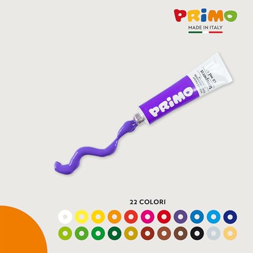 Detalle de PRIMO Valigetta Colori per Bambini +3 Anni con Tempere: 22 Tubetti da 12 ml + 2 Pennelli e Tavolozza Incluso