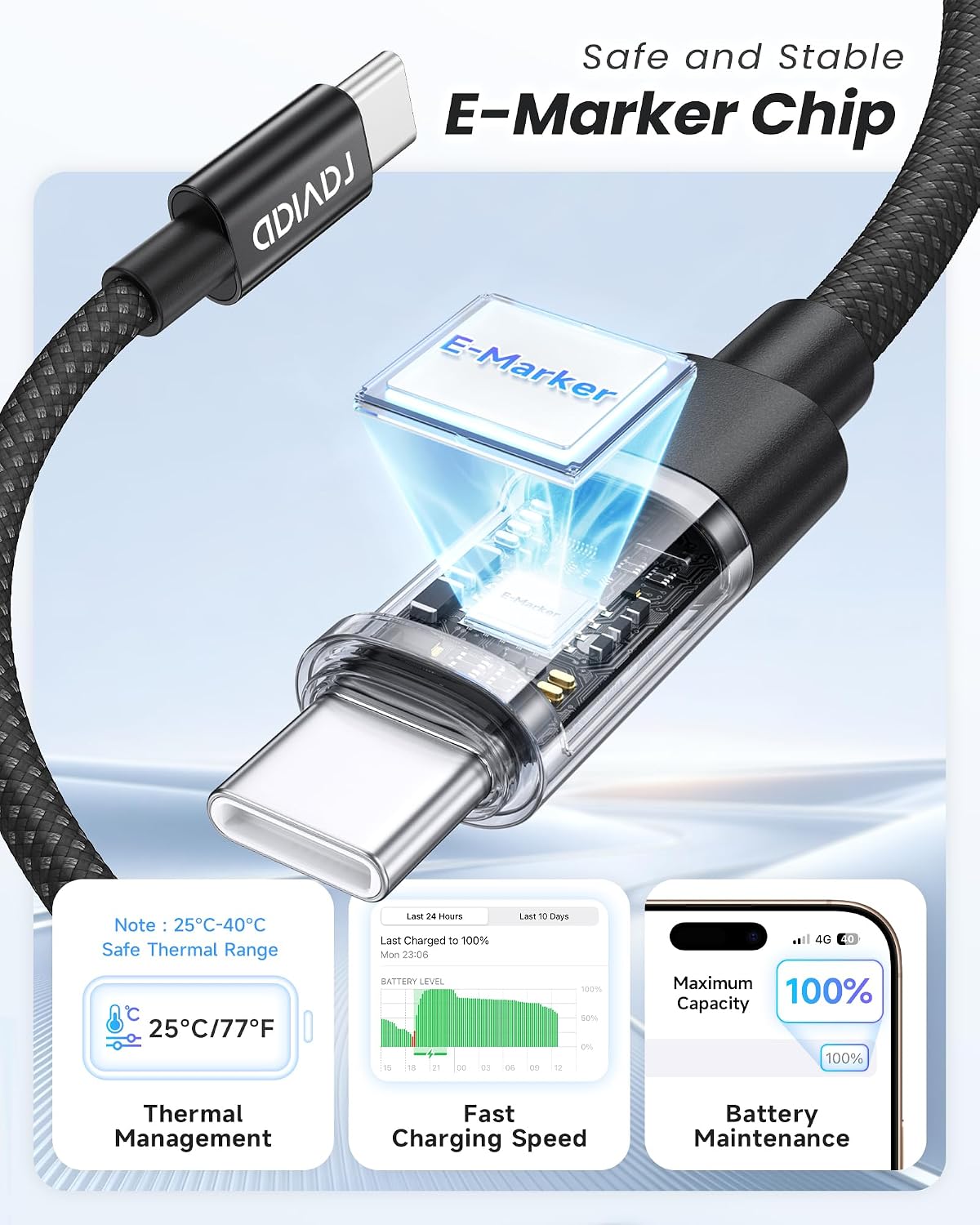 Thumbnail 3 de RAVIAD USB C Kabel 240W 3M – PD3.1 Schnellladekabel von USB-C auf USB-C