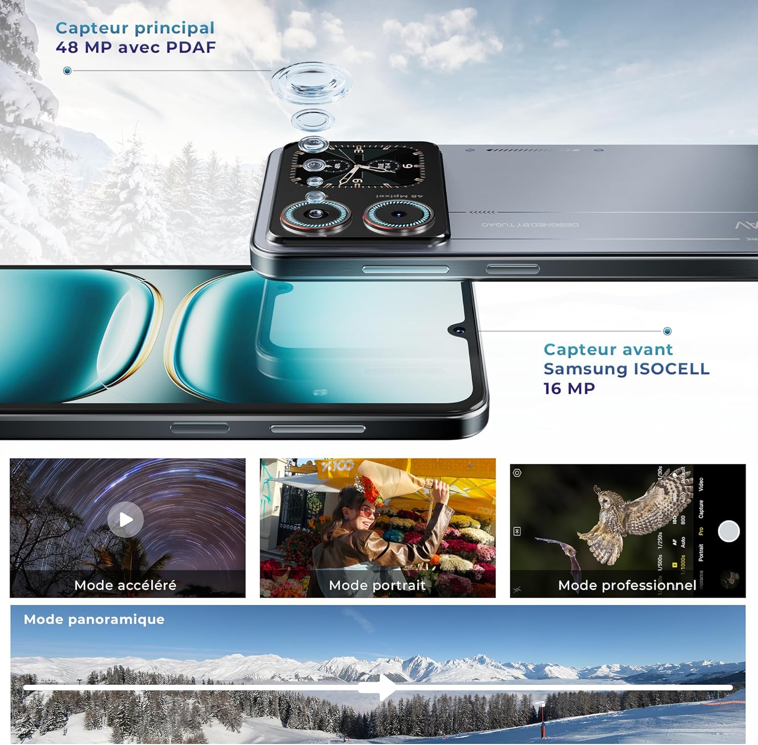 Detalle de HOTWAV X100GT: Smartphone Android 16 avec double écran, 6,9'' et 1 To extensible