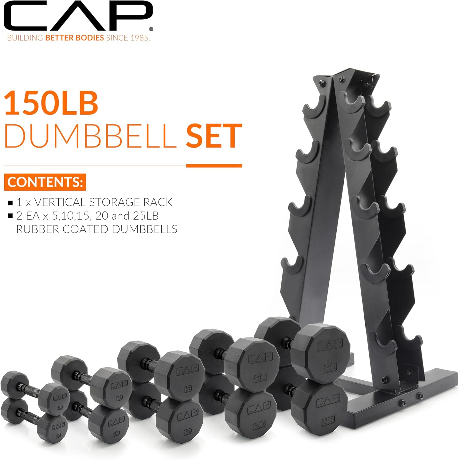 Detalle 2 de CAP 150 LB Coated Hex Dumbbell Set ⚙