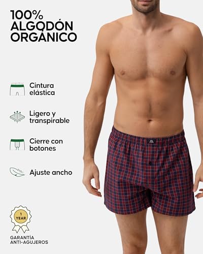 Thumbnail 1 de DANISH ENDURANCE pack de calzoncillos bóxer de algodón orgánico para hombre (100% algodón), azul/rojo mix
