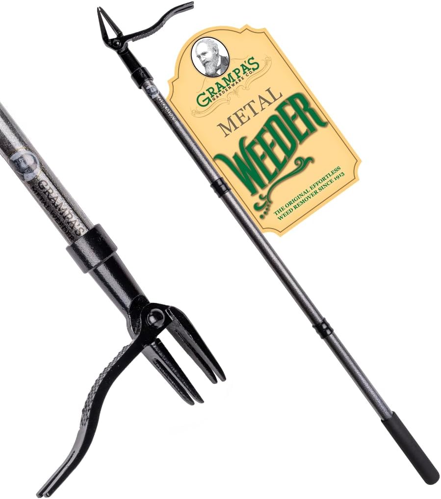 Detalle de Grampa's Weeder Grampa's Metal Weeder Stand-Up Weed Puller Tool (All-Steel, 45-inch handle, 4-claw head)