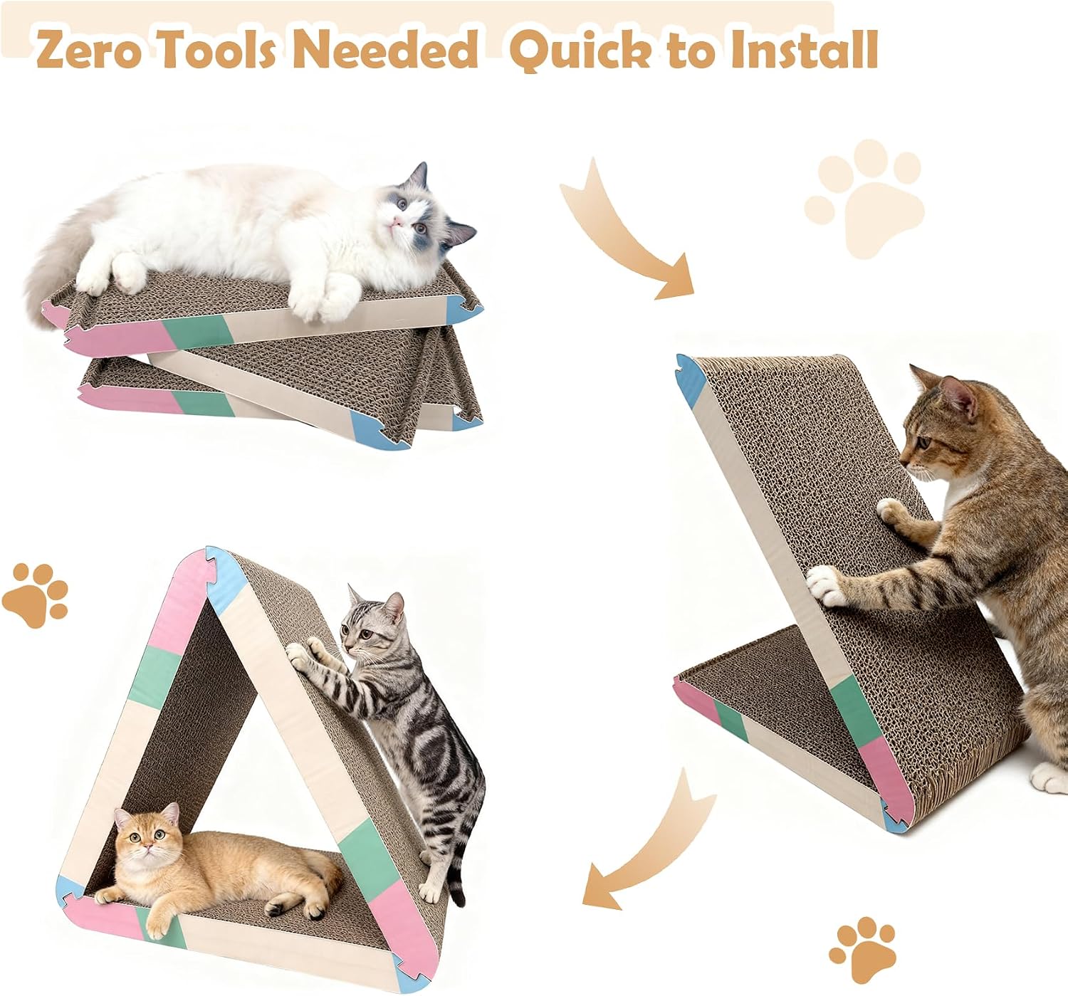 Detalle de JUNGLE WELL Triangle Cat Scratcher Board 3-pack 🐱