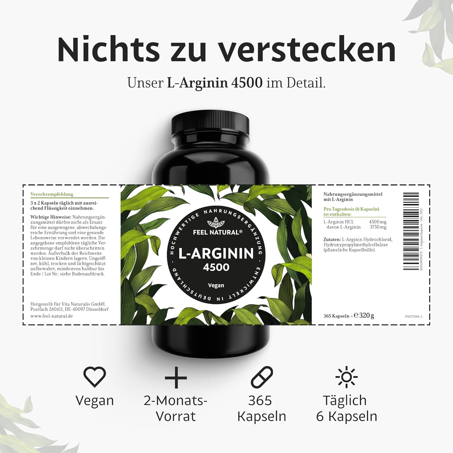 Thumbnail 5 de L-Arginin 4500 mg vegane Kapseln 💊