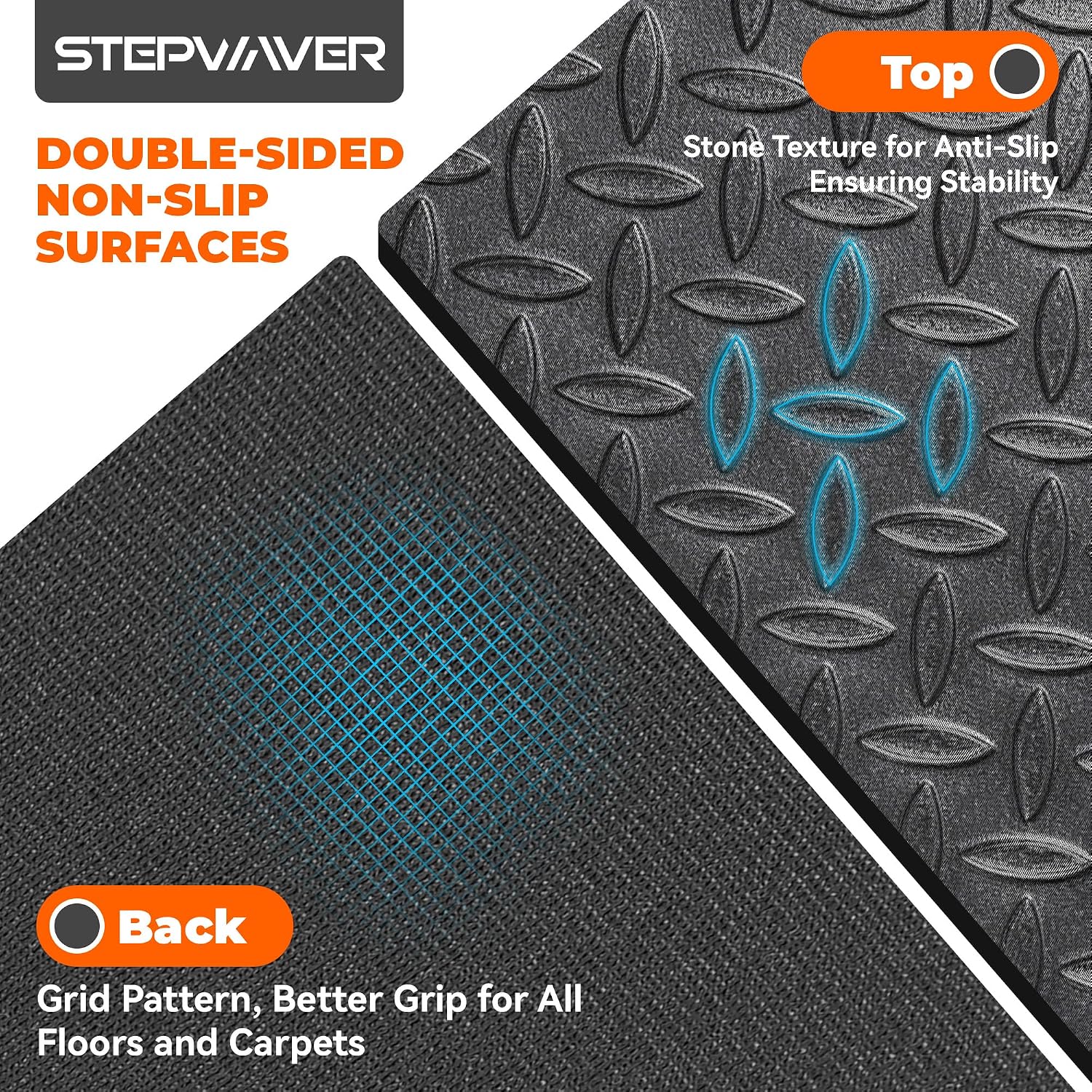 Detalle de Stepwaver Treadmill Mat for Carpet and Hardwood, Foldable PVC Floor Protector