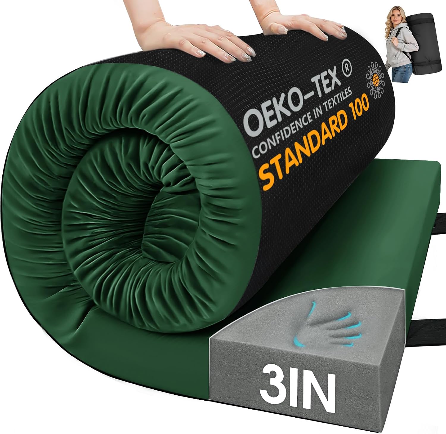 Detalle de CYMULA Memory Foam Camping Mattress Pad