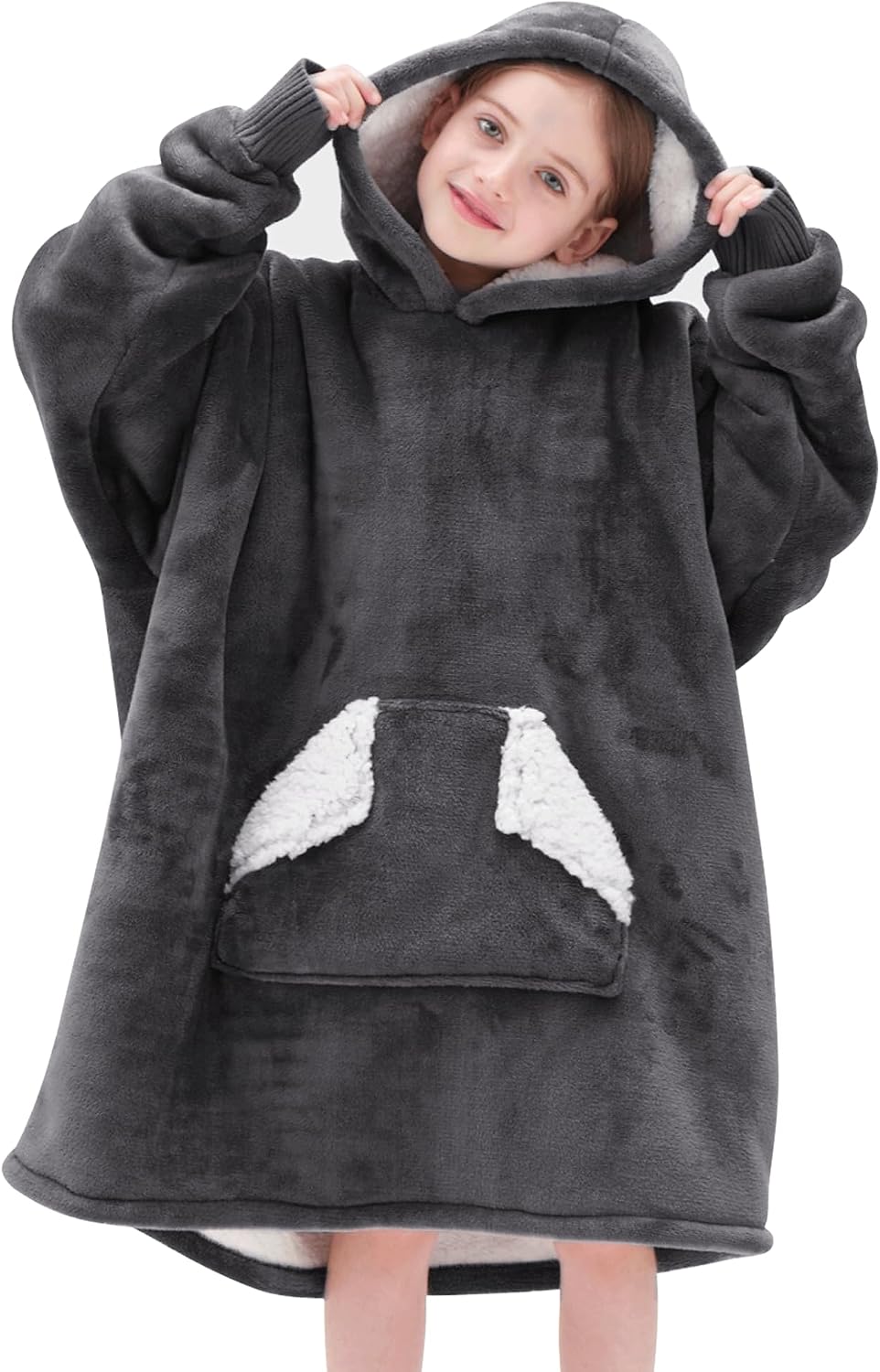 Detalle de Touchat Kids Wearable Hoodie, Sherpa Blanket Sweatshirt with Hood and Pocket