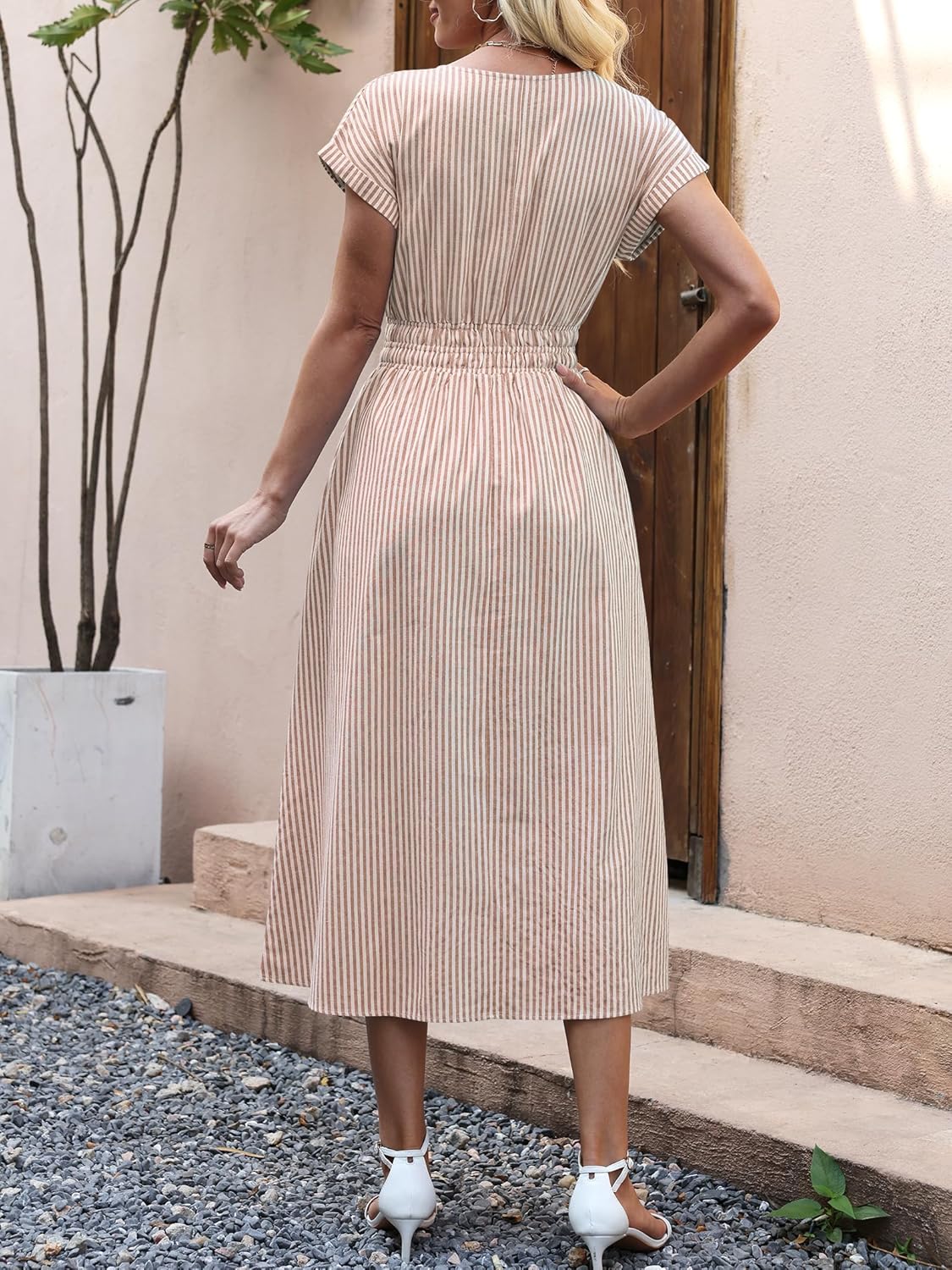 Thumbnail 5 de ANRABESS Women's Summer Midi Dress with Stripes and Pockets