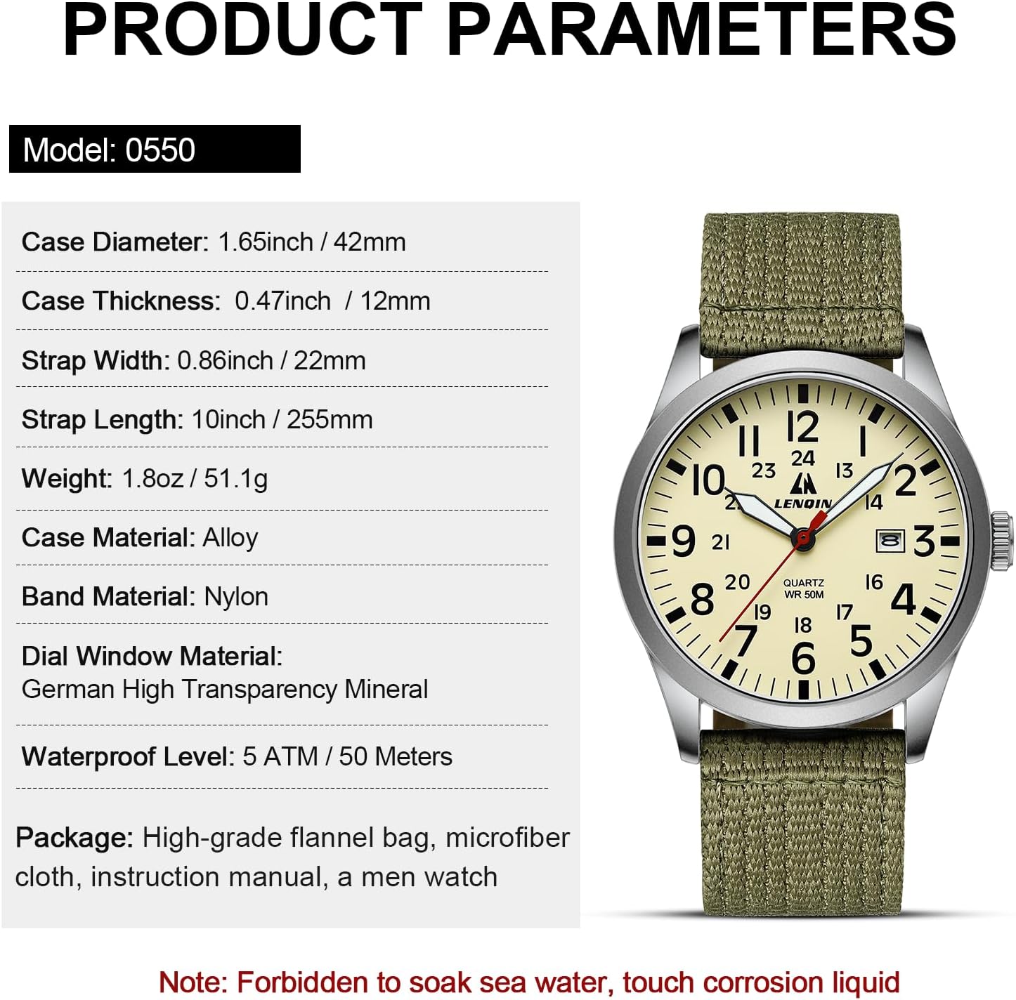 Thumbnail 4 de LN LENQIN Herrenuhr Militär 30M