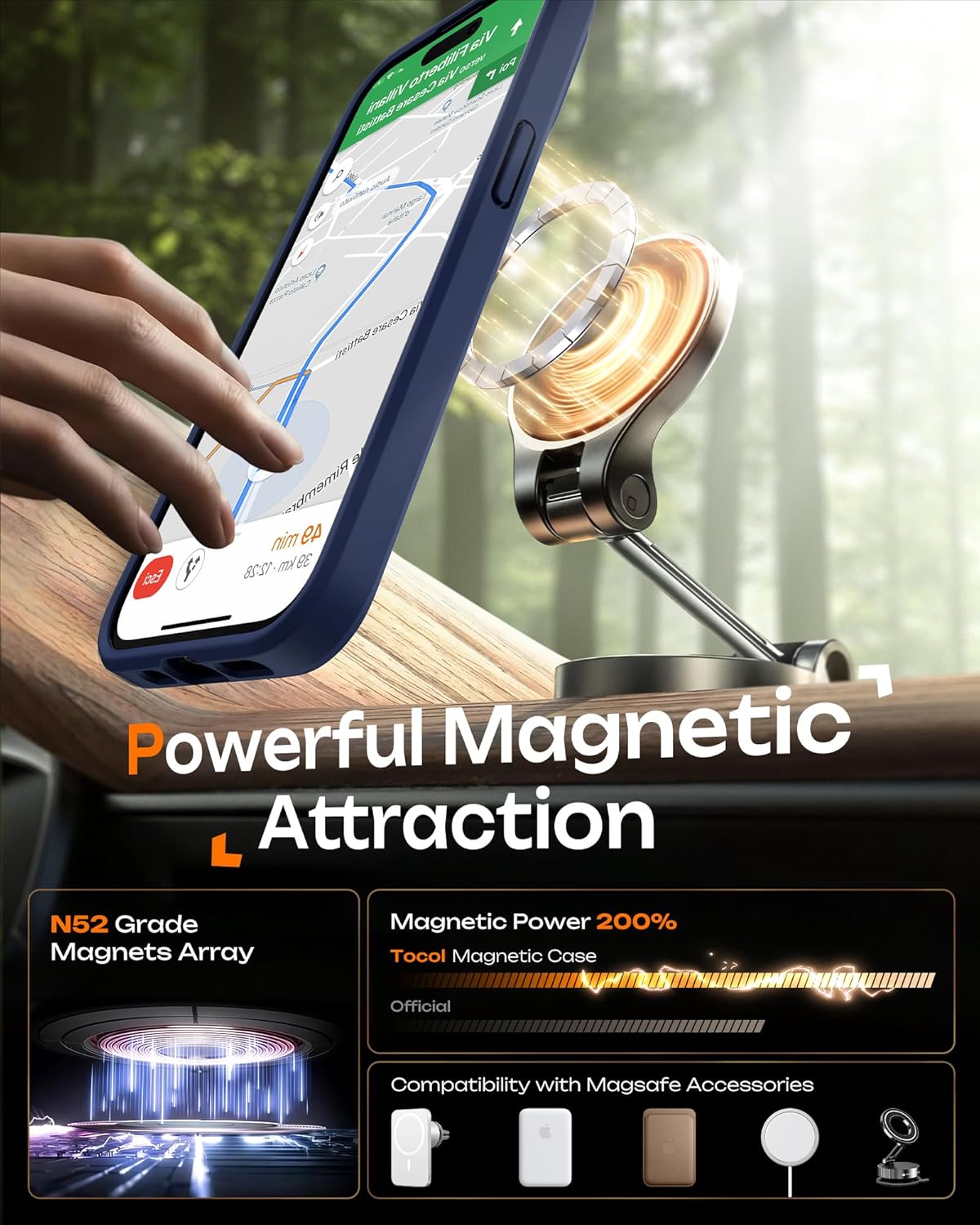 Thumbnail 3 de TOCOL Magnetic Case for iPhone 14 Pro Max (6.7-inch) with MagSafe and full camera protection — Dark Blue