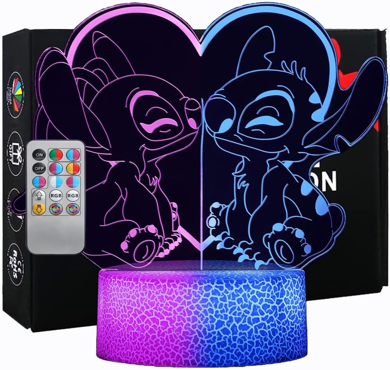Detalle 1 de Hoofun Lampada Stitch 16 colori luce notturna