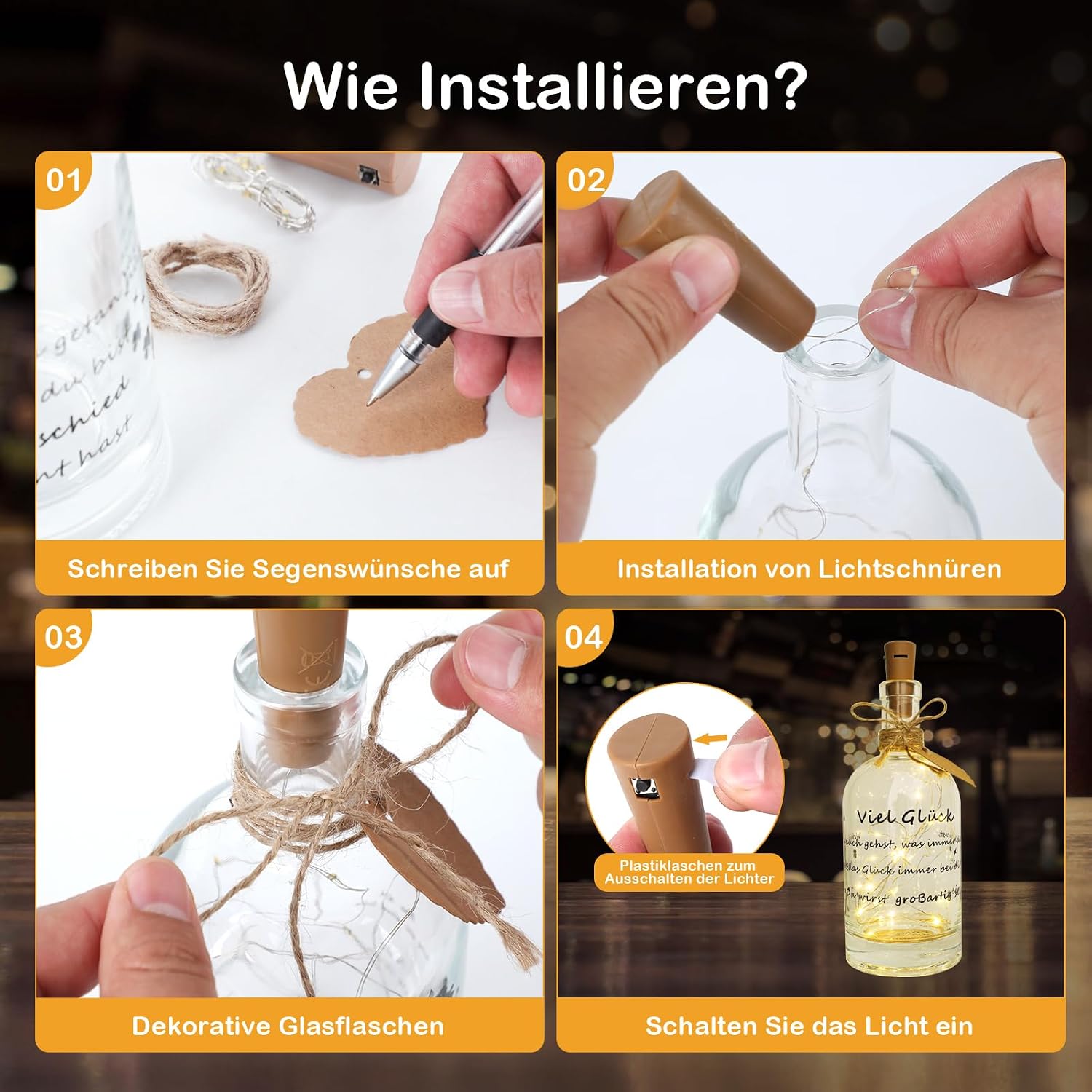 Detalle 2 de Seutgjie Viel Glück Flaschenlicht 2 m LEDs