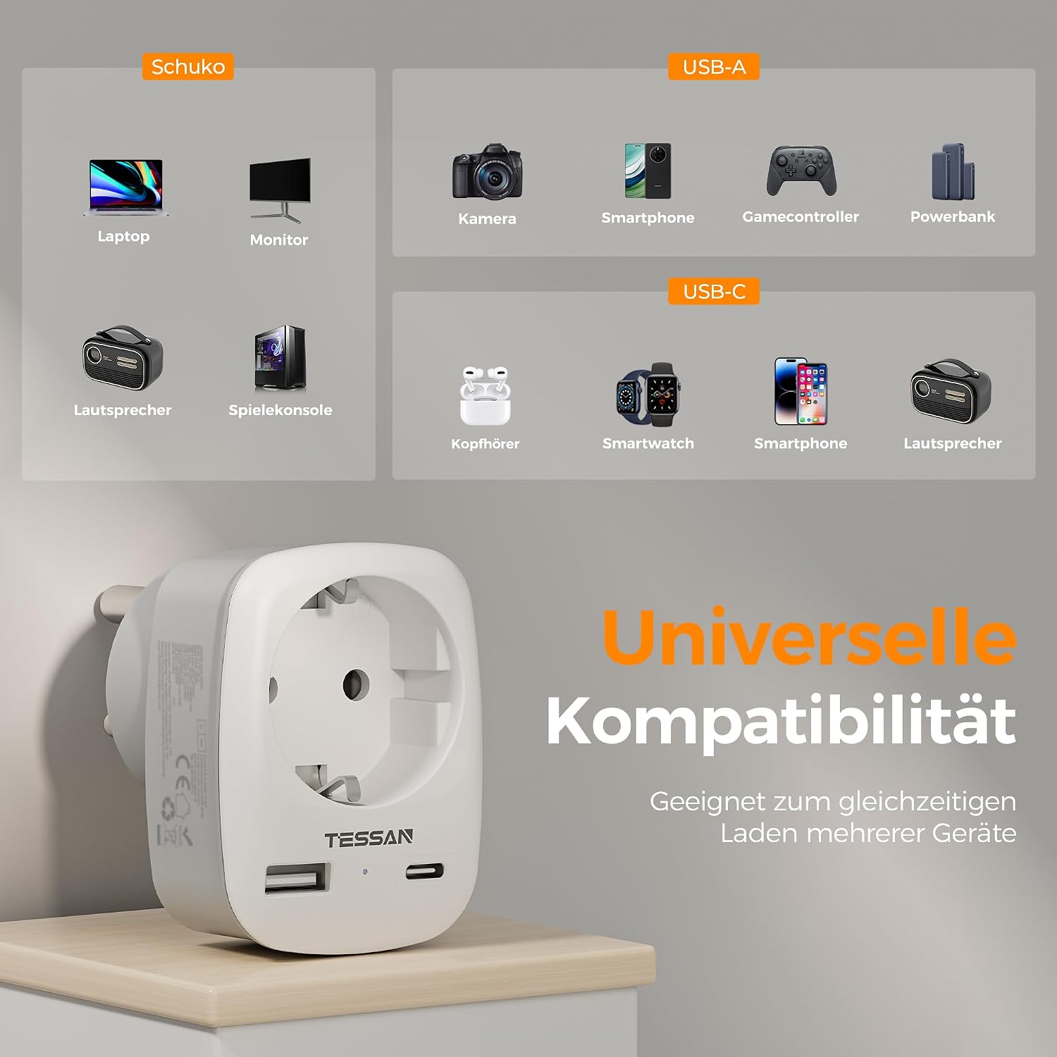 Thumbnail 6 de TESSAN 3 in 1 Reiseadapter Typ D 2500W