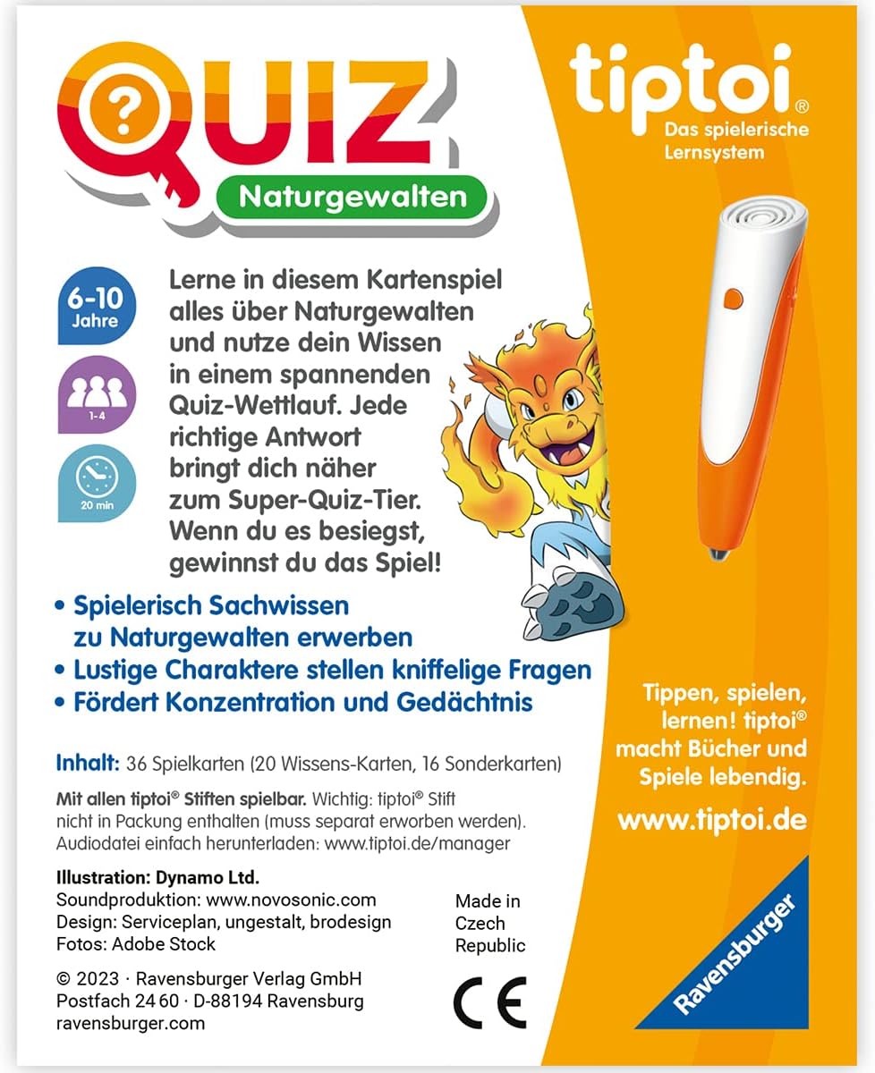 Detalle de Ravensburger tiptoi Quiz Naturgewalten (00167) – Lern-Quizspiel ab 6 Jahren für 1–4 Spieler