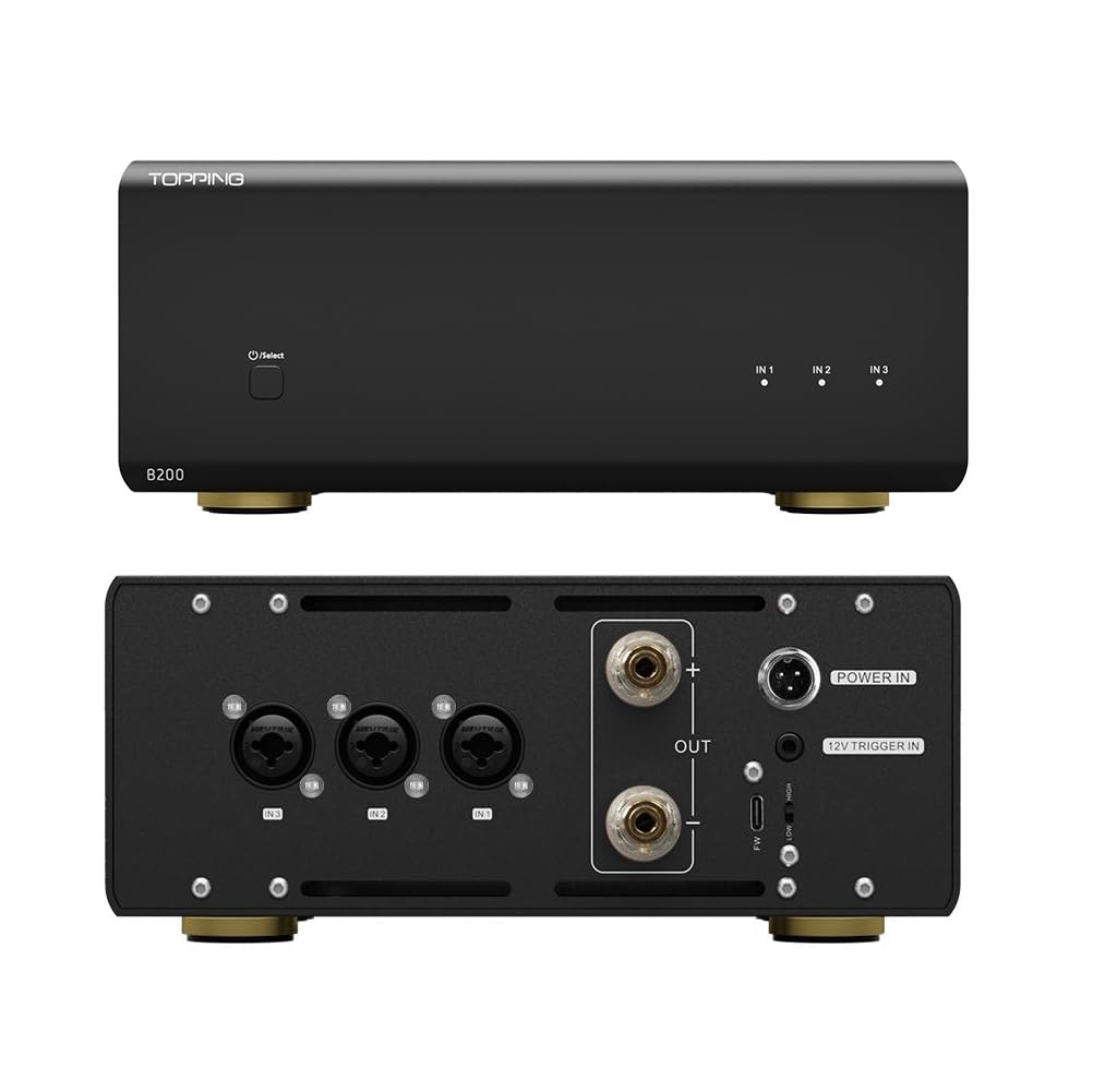 Detalle de Topping B200 Mono Pure Power Audio Amplifier (200W output) with balanced XLR/TRS inputs and 12V trigger