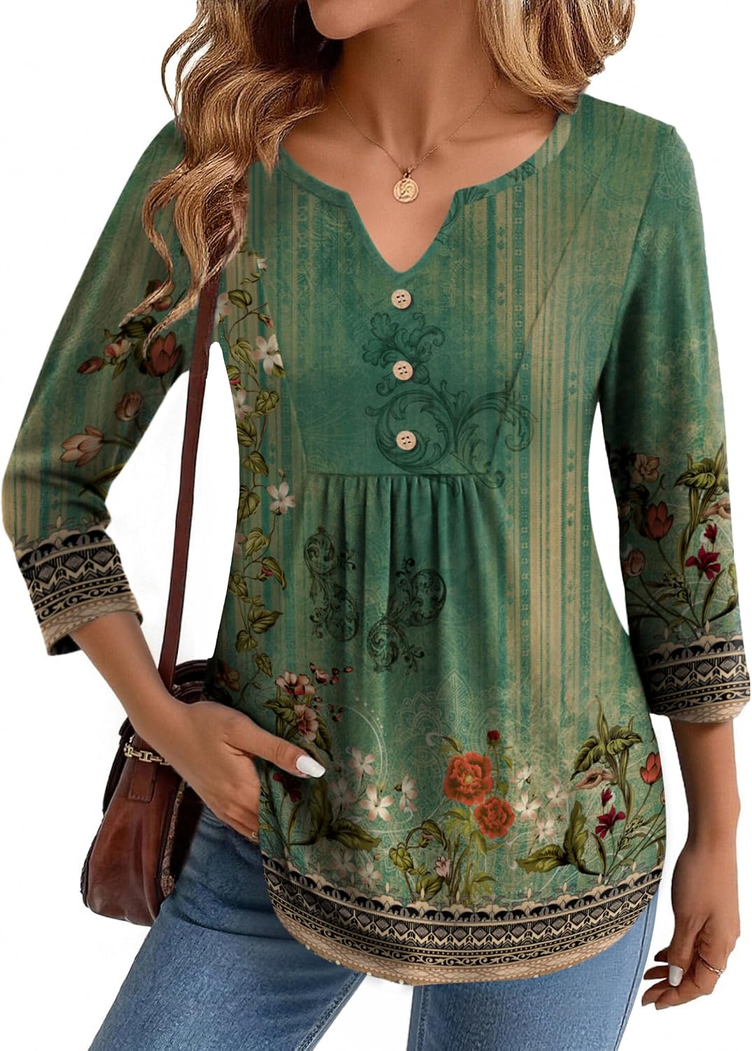 Thumbnail 5 de Zeagoo 3/4 Sleeve V-Neck Top S-3XL