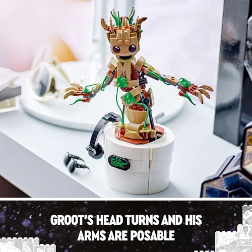Detalle de LEGO Marvel Dancing Groot Buildable Animated Toy (76297) – A playful, interactive Groot for 10+