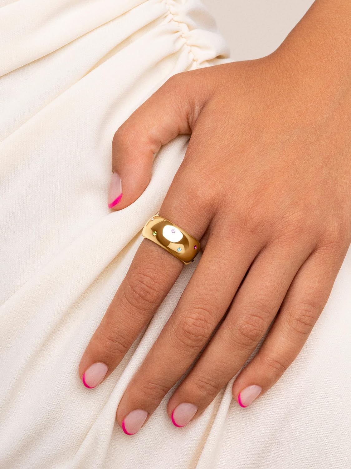 Detalle 2 de SINGULARU Anello Curve Rainbow Misura 12 💍