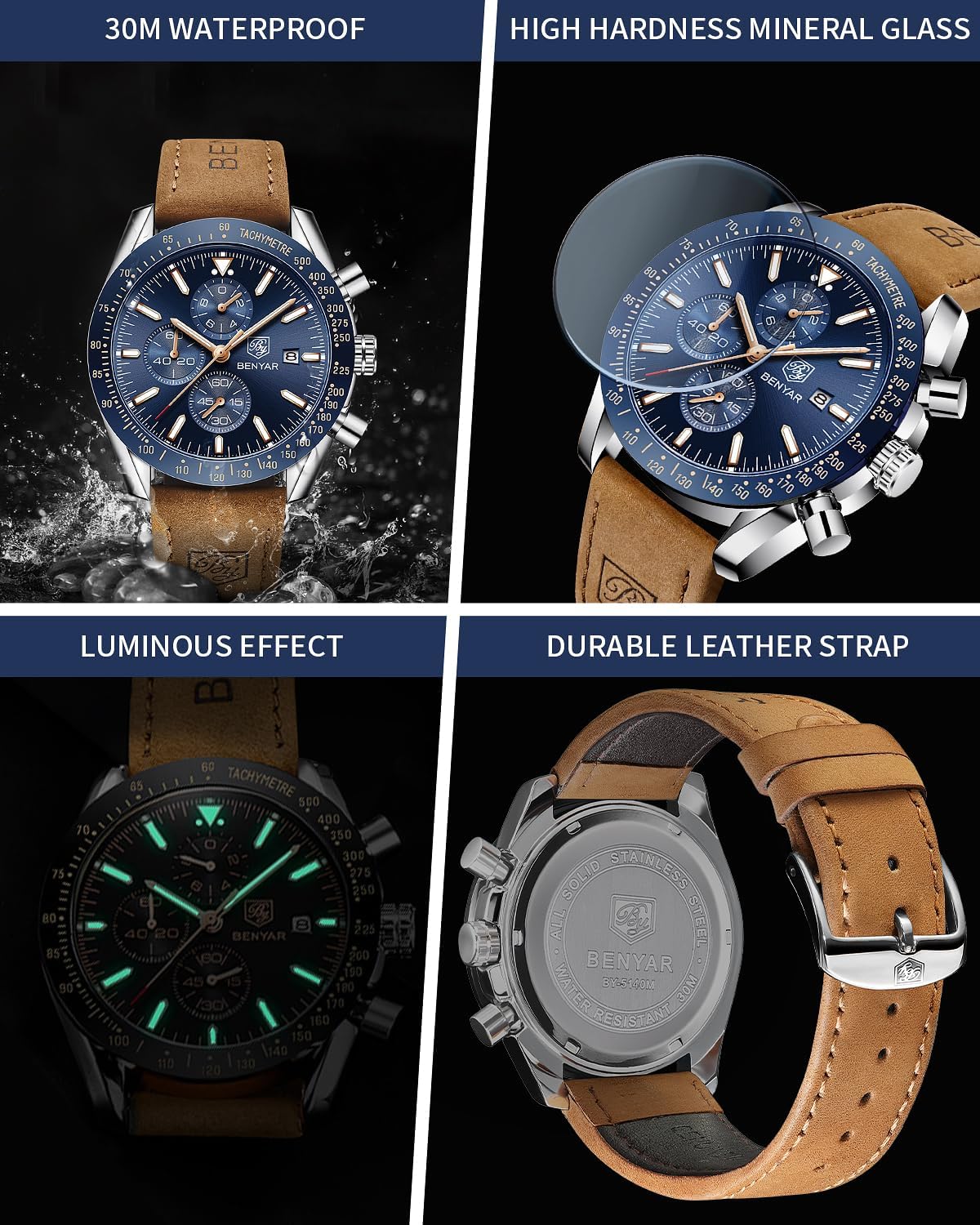 Thumbnail 4 de BY BENYAR BY-5140 Herrenuhr 45 mm