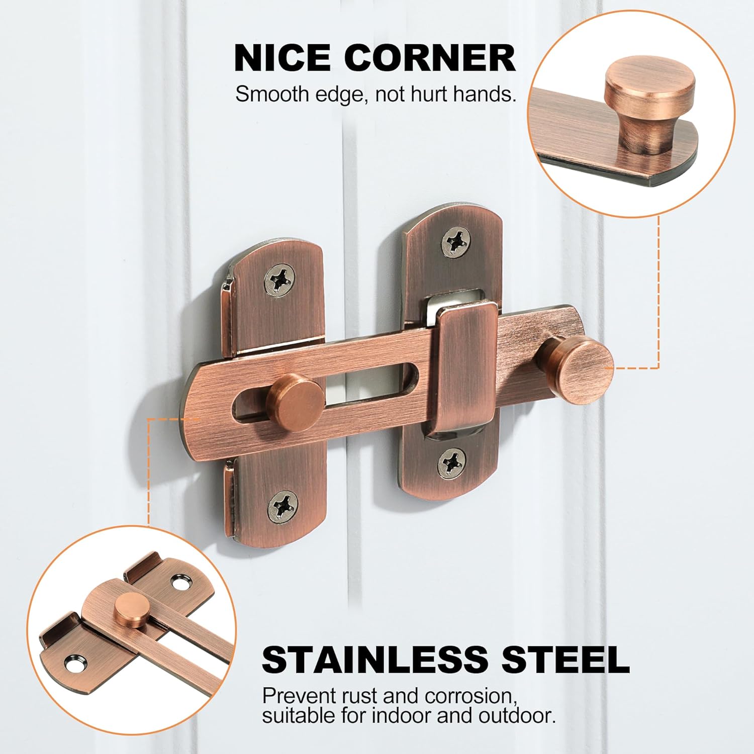 Thumbnail 2 de SAYAYO EMS9500-R verrou de porte coulissante en acier inox finition rouge bronze