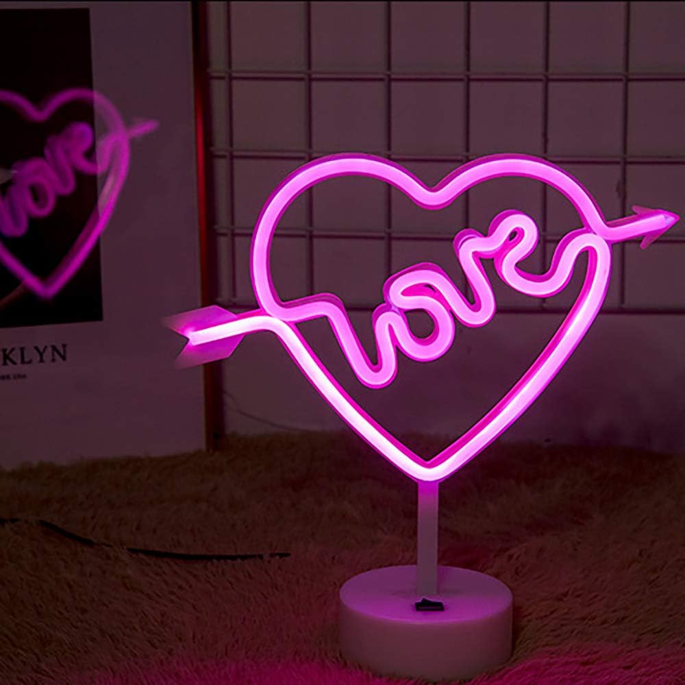 Detalle 2 de LED Cupid's Bow Shape Neon Light Sign – Love in Heart Pink Marquee Light