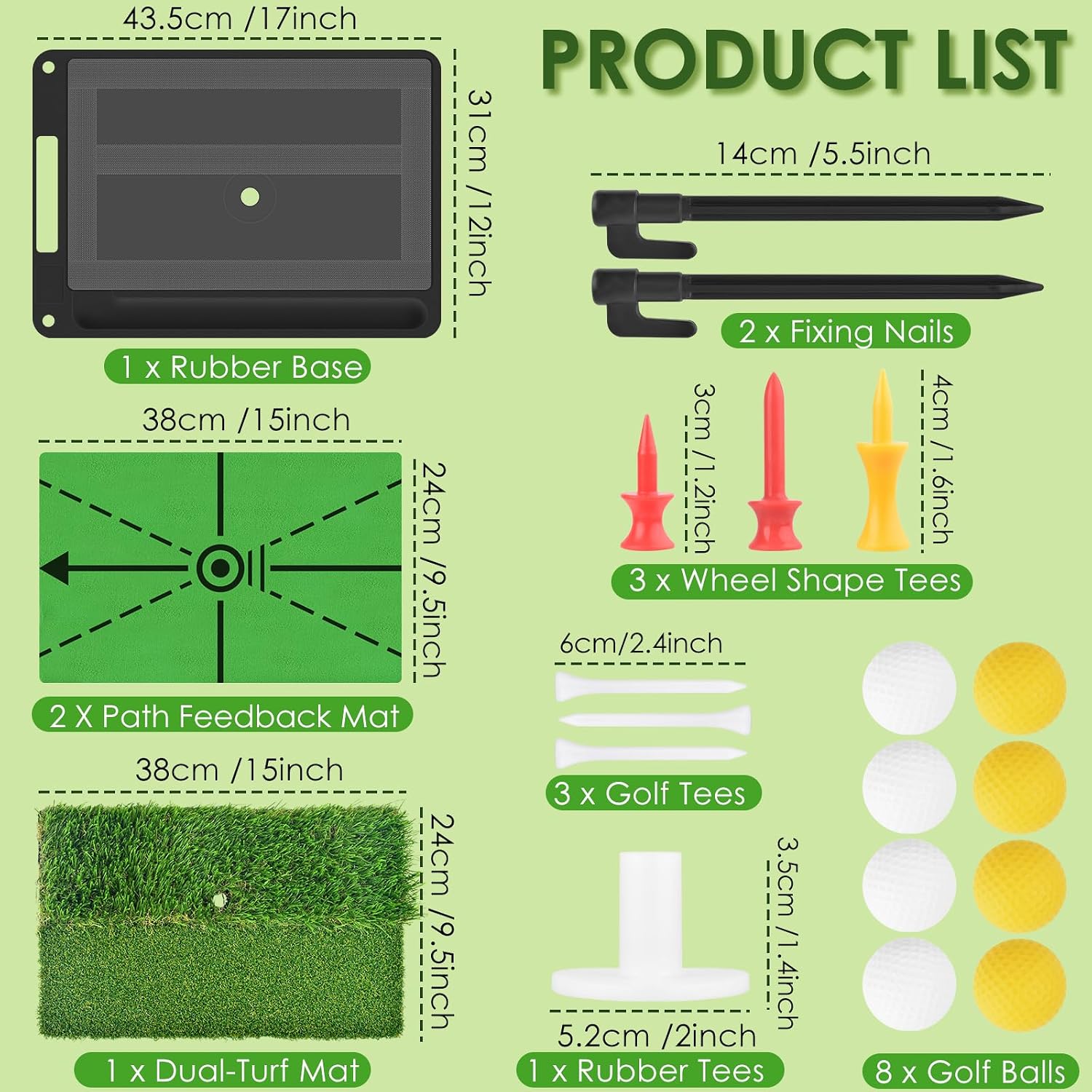 Detalle de BROTOU Golf Hitting Mat Swing Path Detection – Dual Turf Practice Setup