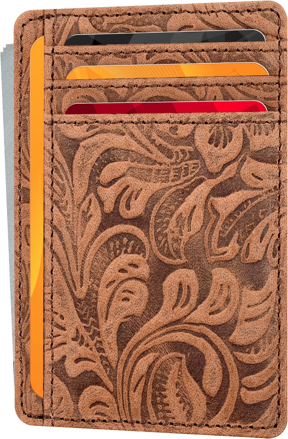 Detalle de Slim RFID leather wallet, Cognac