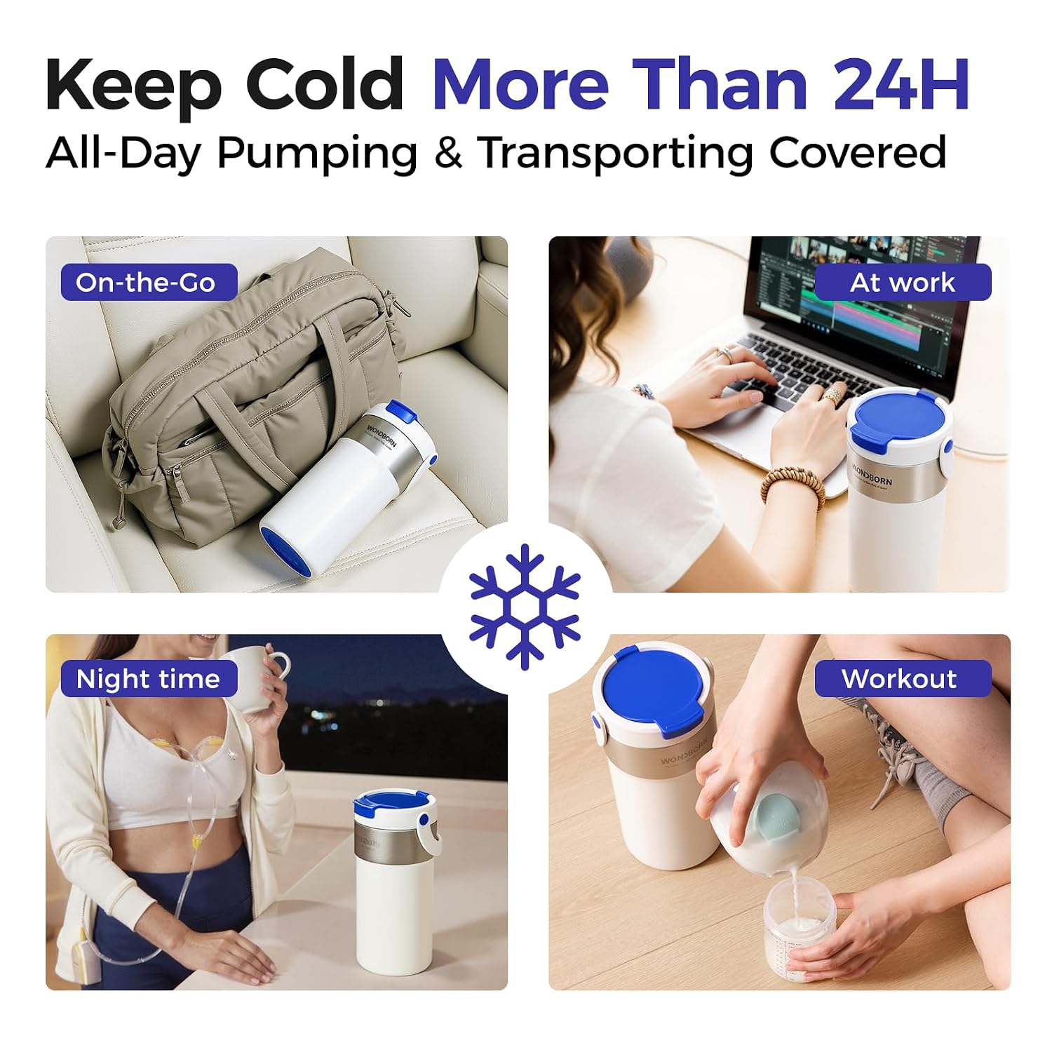 Detalle de WONDBORN WB-86780KJ Breast Milk Cooler, 22 oz, 2 Bottles & 4 Ice Rings