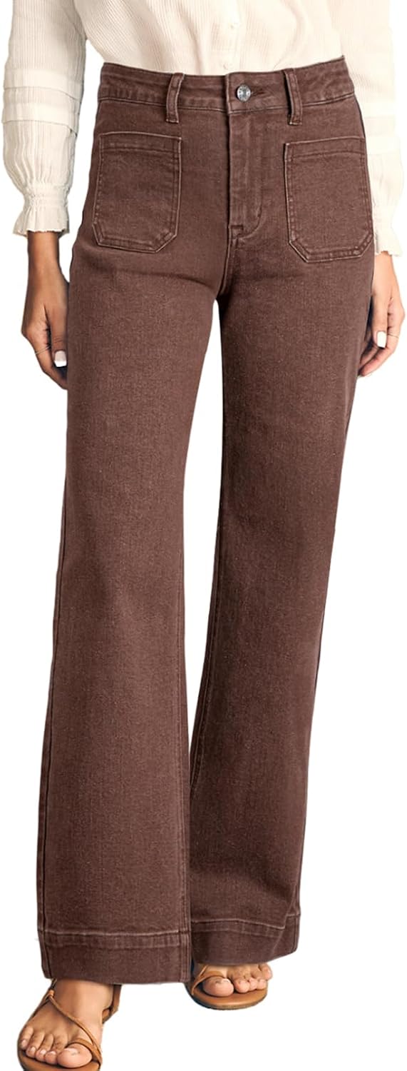Detalle de Astylish AHBW7874977-P Women's Wide-Leg Jeans, High-Rise Stretch Denim