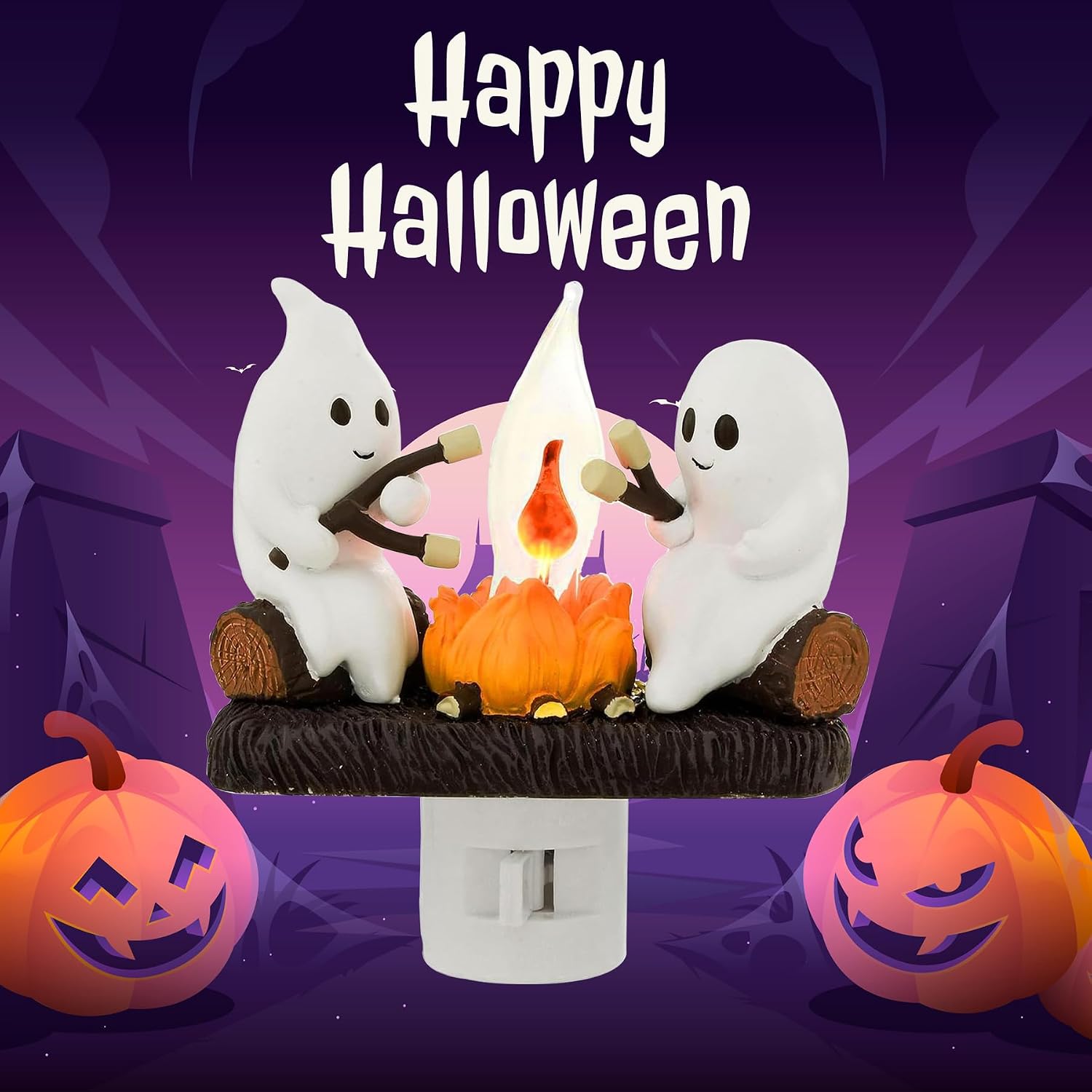 Detalle de MXXT HGCFL001 Halloween Ghost Campfire Plug-In LED Night Light, Purple