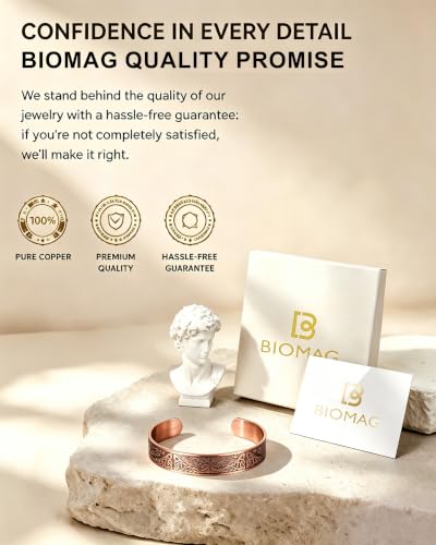 Thumbnail 6 de BioMag Pure Copper Bracelet for Men and Women – 100% Solid, Uncoated Vintage Tree of Life Cuff